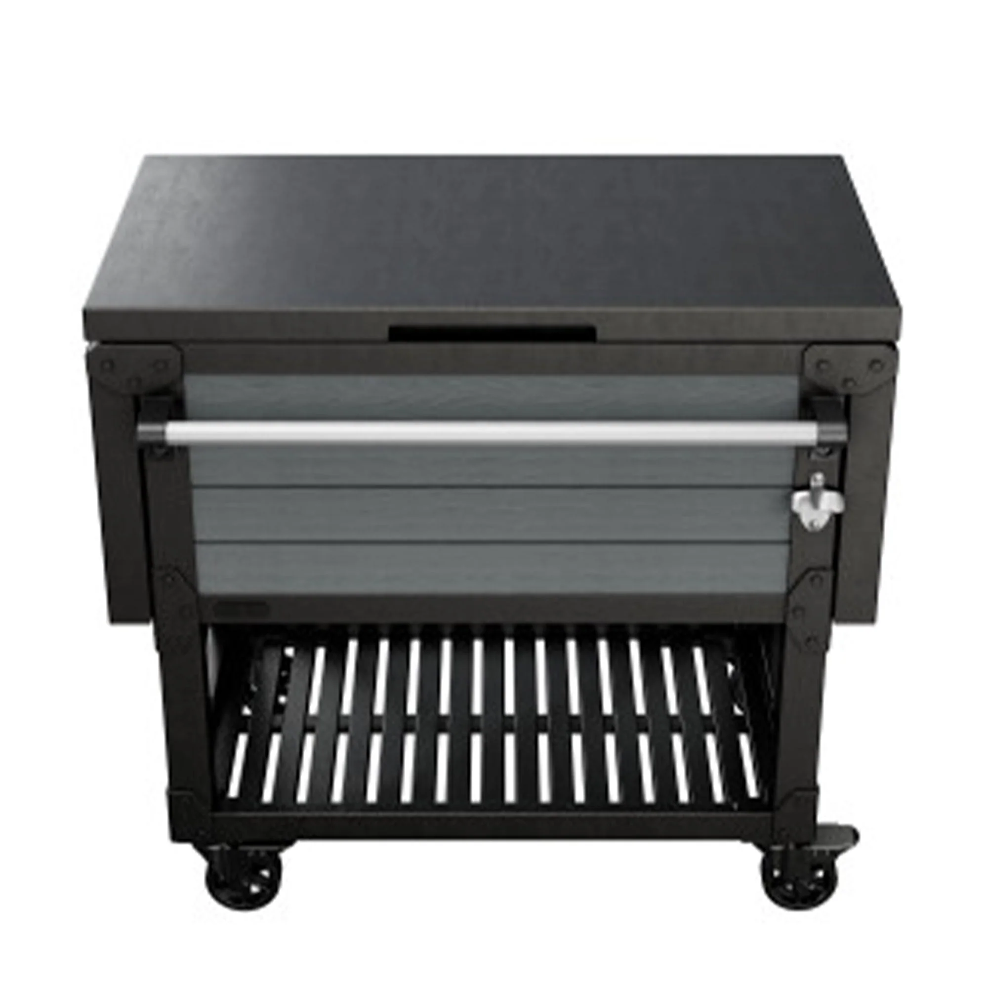 Keter Outdoor Patio Cooling Chest, 89.8 Qt Beverage Bar Cart w/ Wheels, Graphite - Image 12