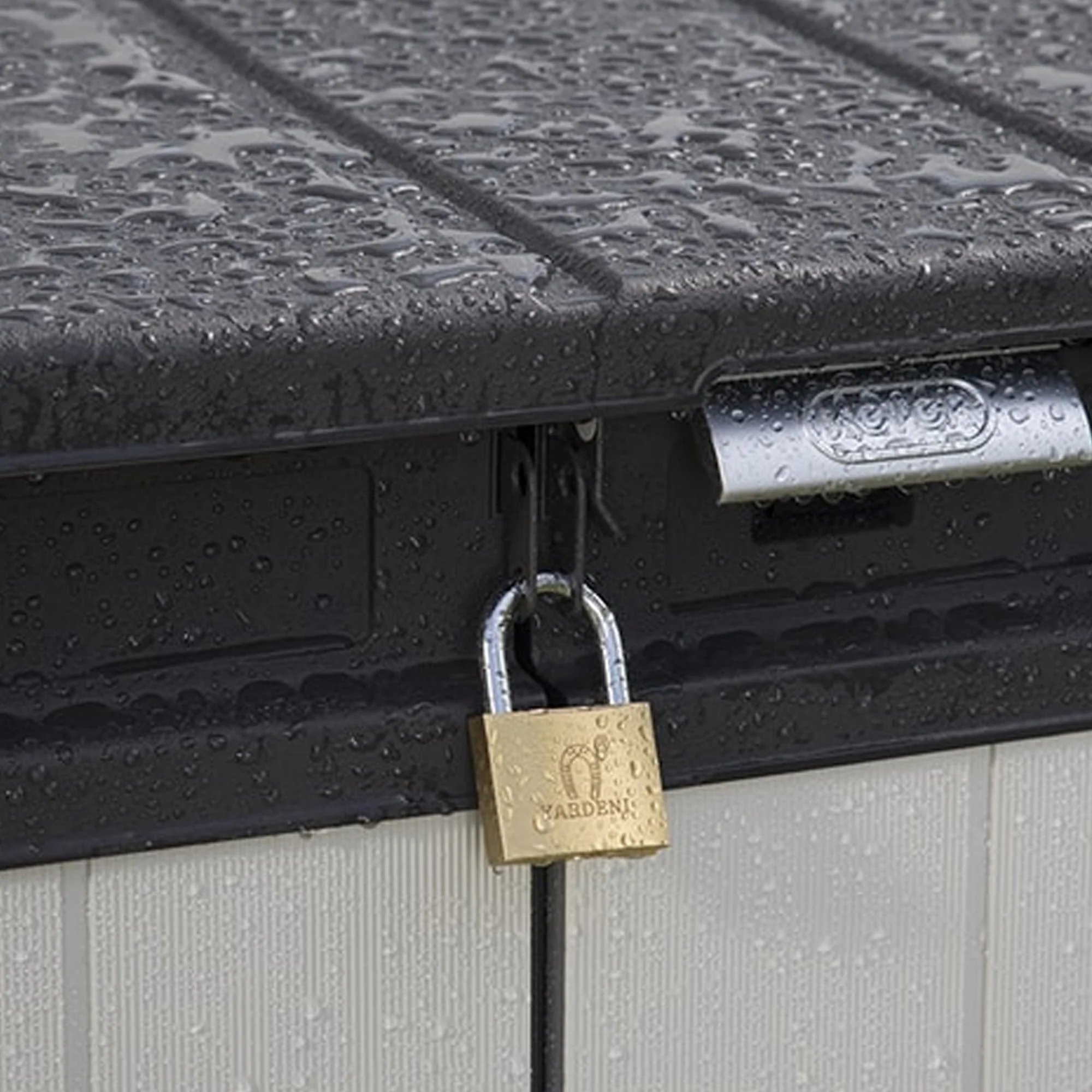 Keter Premier XL Outdoor All Weather Patio Garden Storage Tool Shed, Light Grey - Image 5