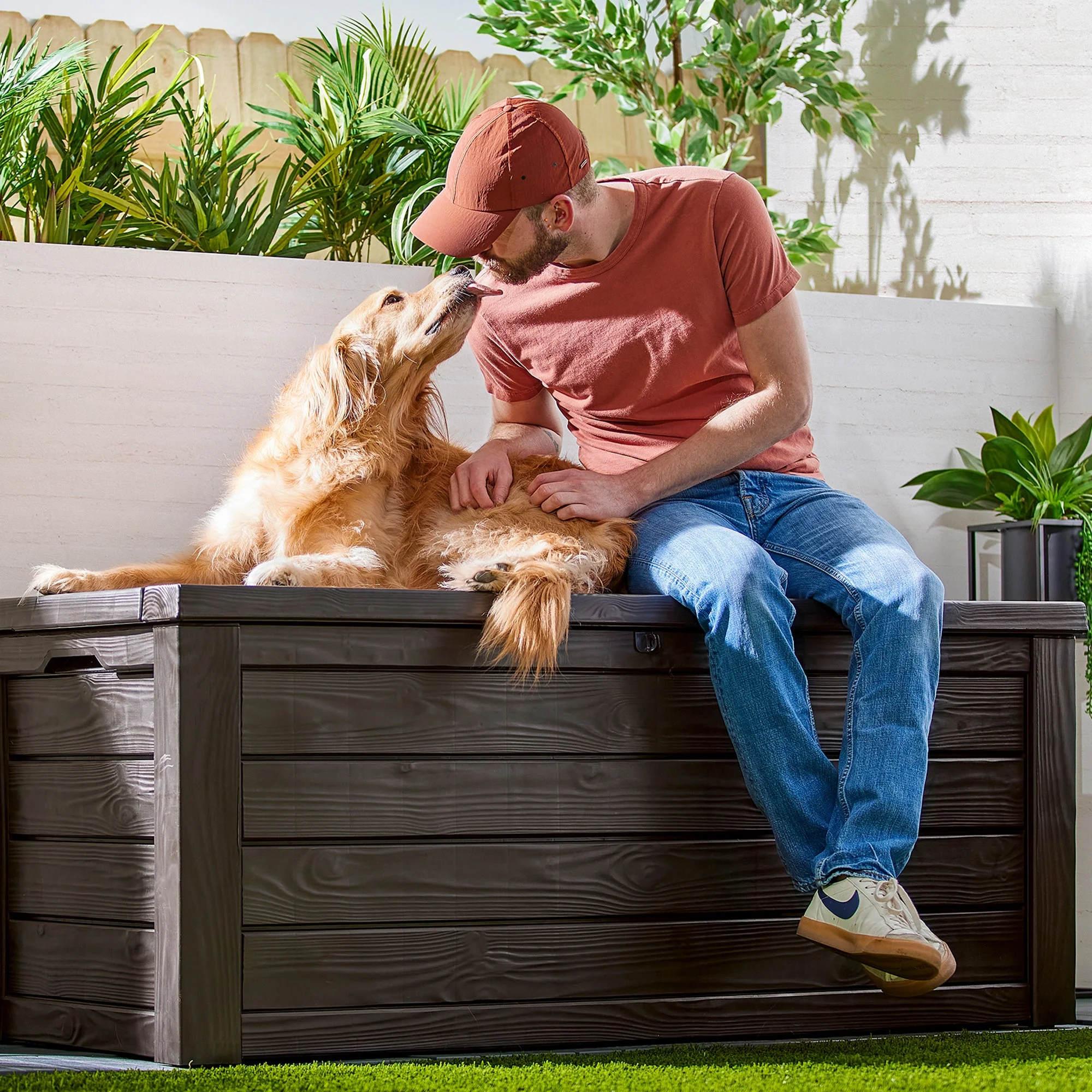 Keter Westwood 150 Gallon Plastic Outdoor Furniture Storage Deck Box, Espresso - Image 5