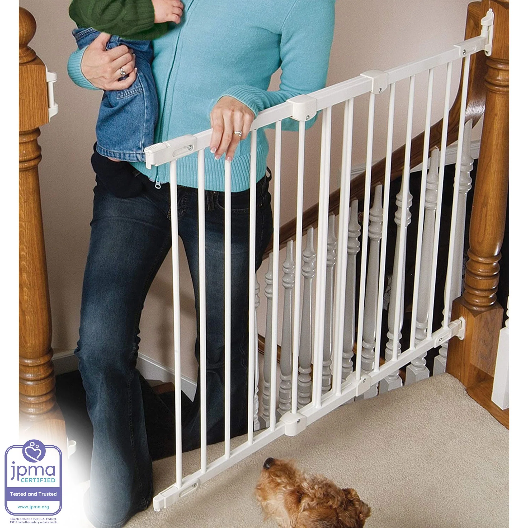 KidCo Angle Mount Safeway Stair Top Quick Release Baby Gate, 42.5x30.5 In, White - Image 7