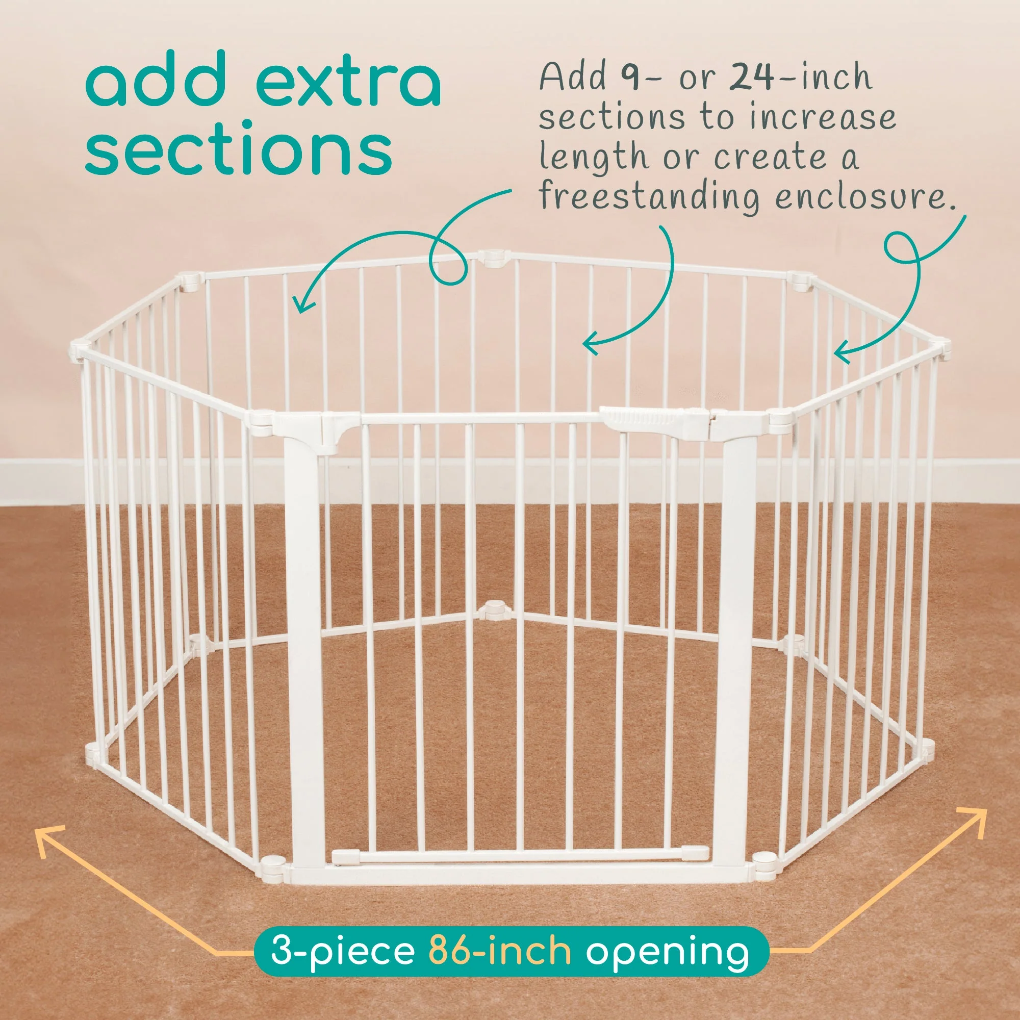 KidCo Custom Fit Auto Closing ConfigureGate Baby Gate with 30 Inch Door, White - Image 5