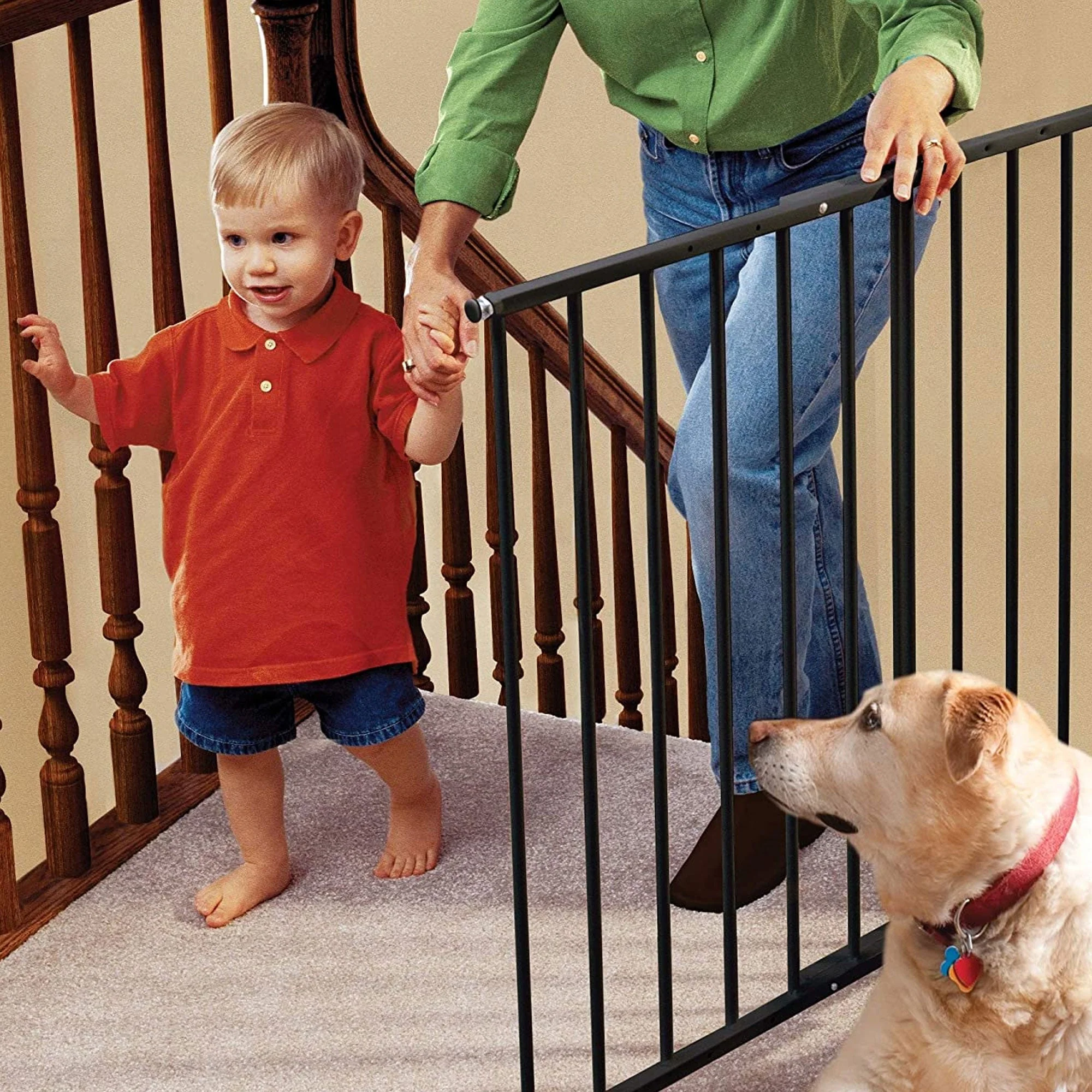 KidCo Safeway Top of Stairs Quick Release Baby Gate, 42.5 x 30.5", Black, 2 Pack - Image 7