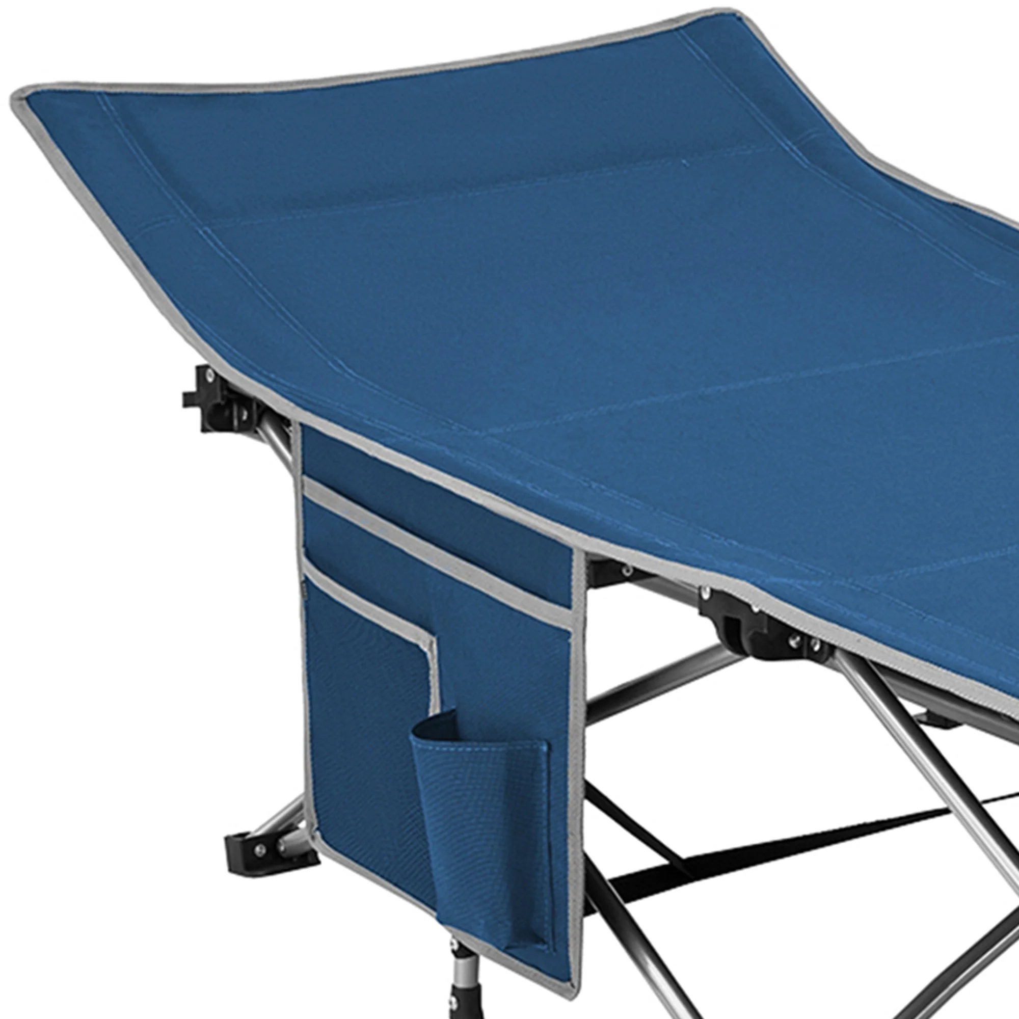 KingCamp Folding Portable Outdoor Camping Cot w/ Multi Layer Side Pocket, Blue - Image 2