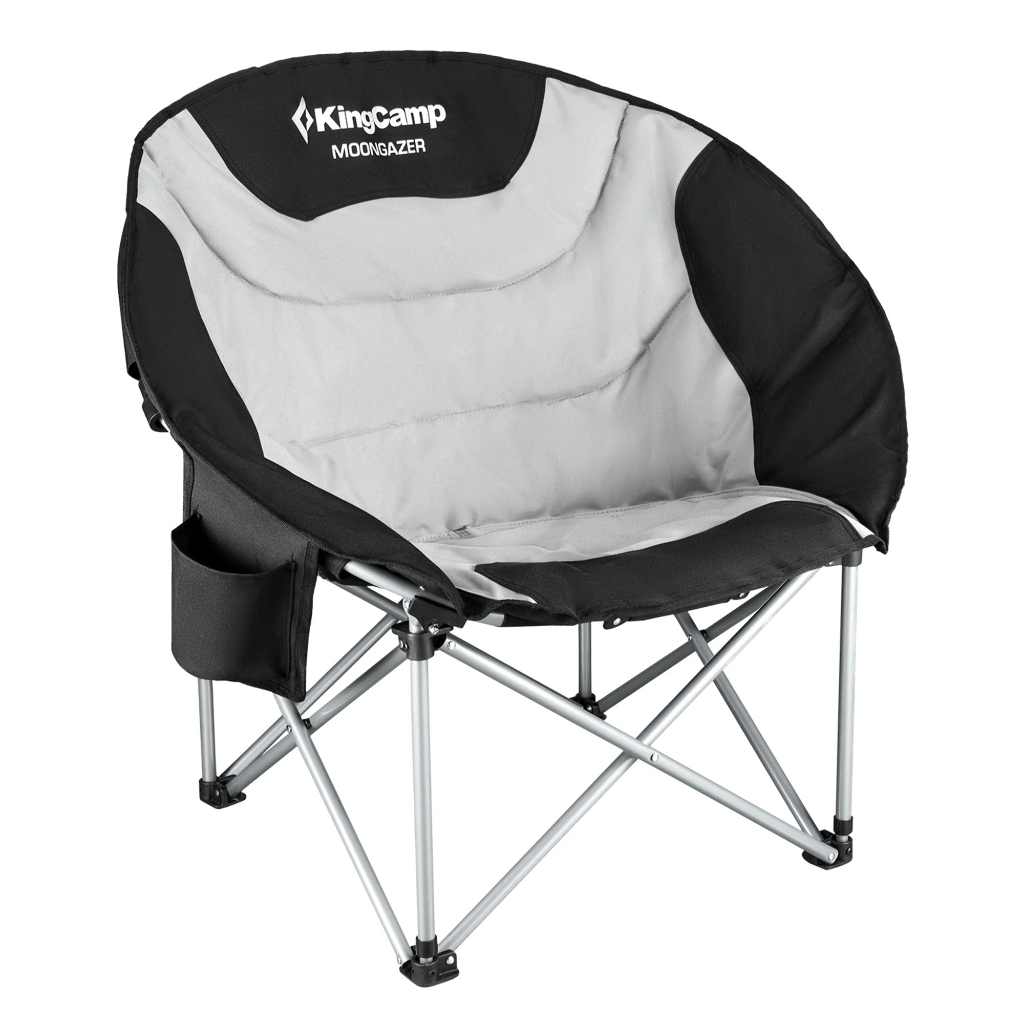 KingCamp Folding Saucer Lounge Chair with Cup Holder Storage, Black/Medium Gray - Image 11