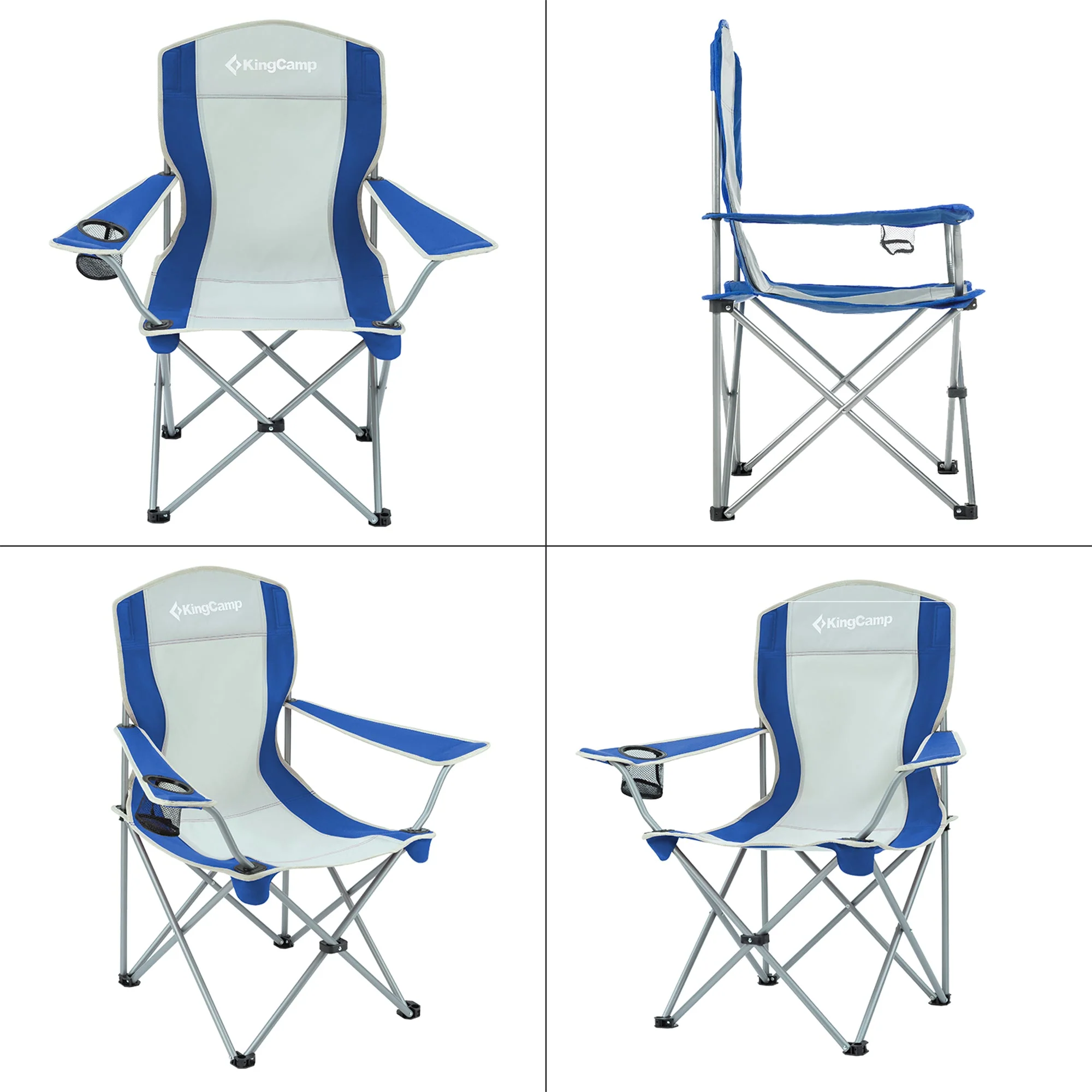 KingCamp Lightweight Folding Outdoor Camping Chair with Cupholder, Blue/Grey - Image 10