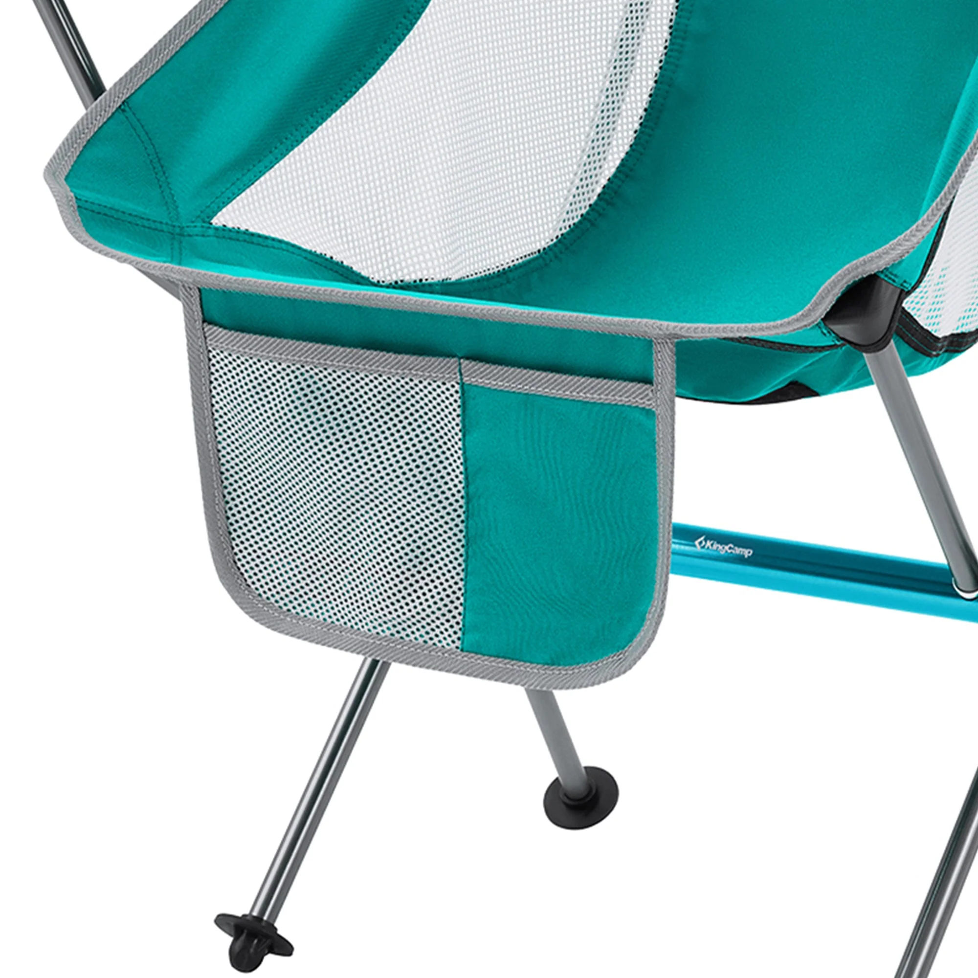 KingCamp Lightweight Highback Camping Lounge Chair with Cupholder & Pocket, Cyan - Image 5