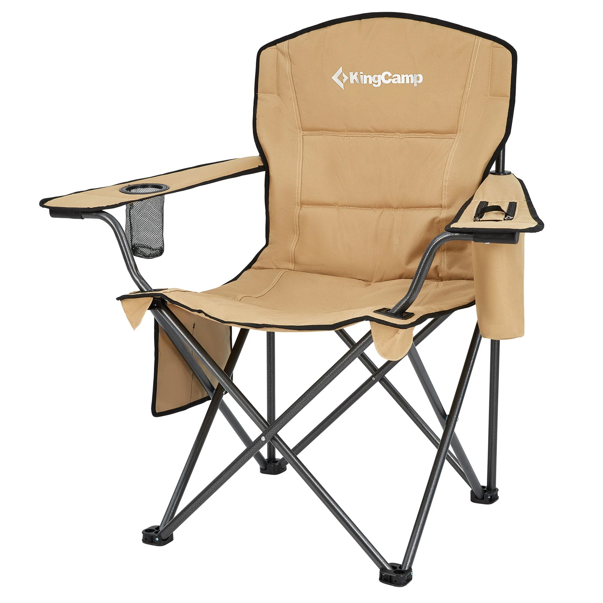 KingCamp Padded Folding Chair with Cupholder, Cooler, and Pocket, Khaki (2 Pack) - Image 2
