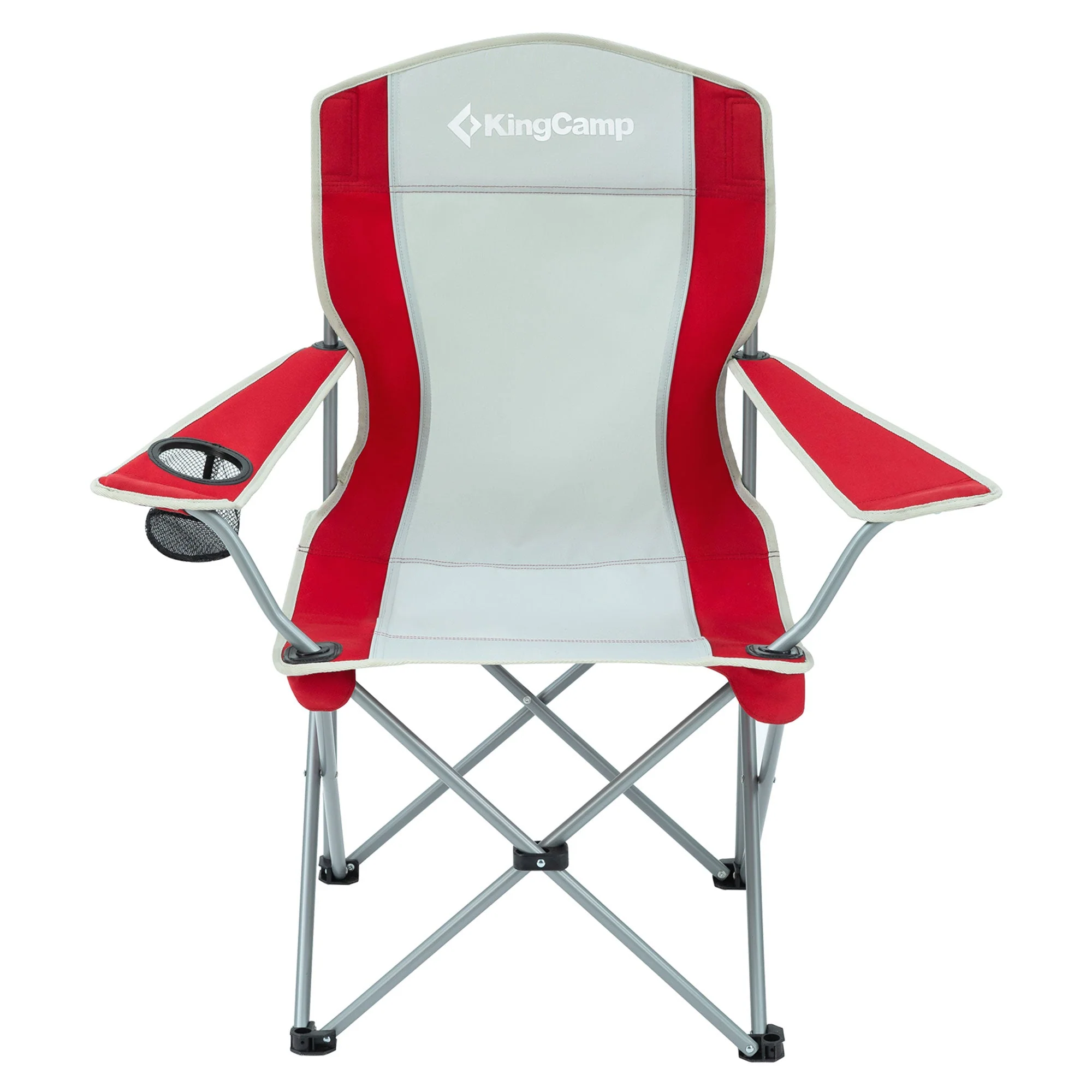 KingCamp Portable Folding Chair with Mesh Cup Holder and Carry Bag, Red/Gray (2 Pack) - Image 7
