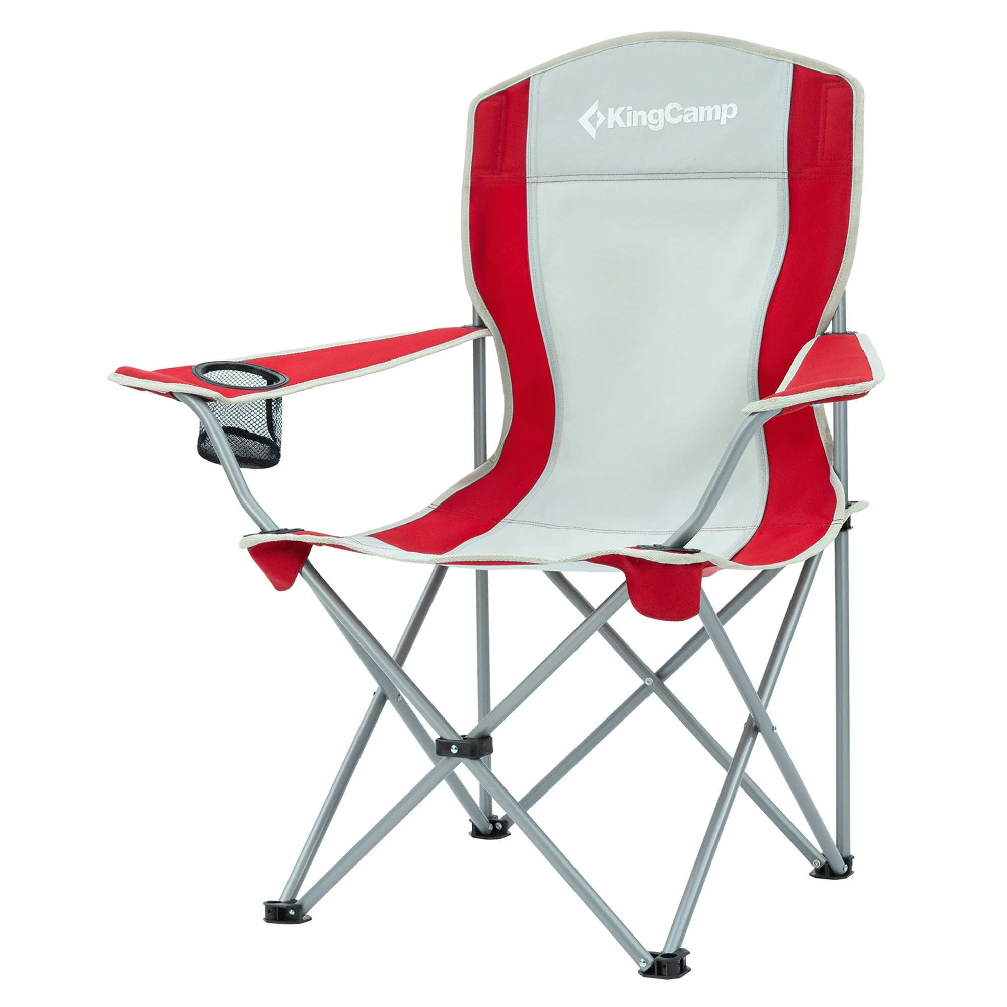 KingCamp Portable Folding Chair with Mesh Cup Holder and Carry Bag, Red/Gray (2 Pack) - Image 8