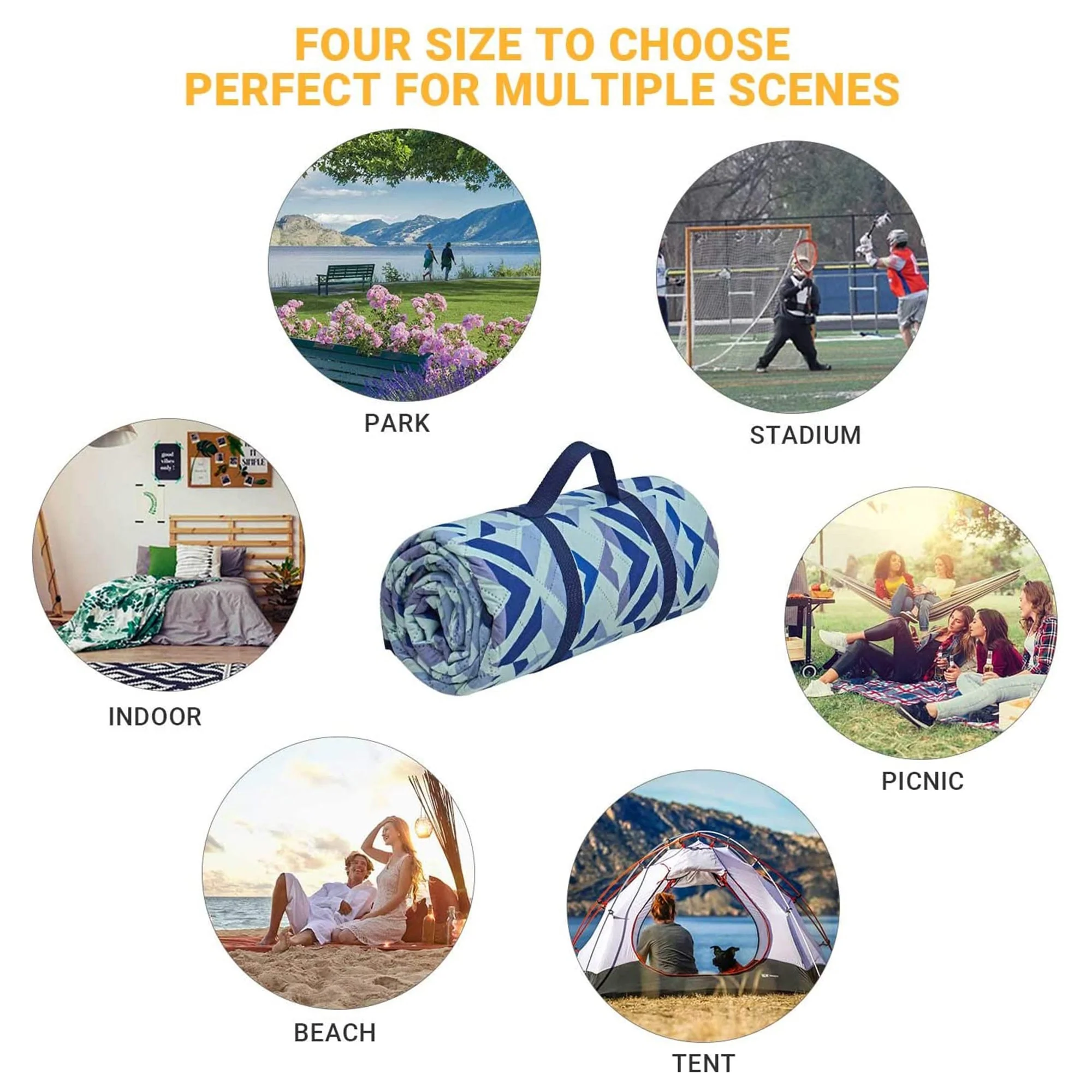 KingCamp Portable Outdoor Waterproof Picnic Hiking Blanket 78" x 118", Blue - Image 9