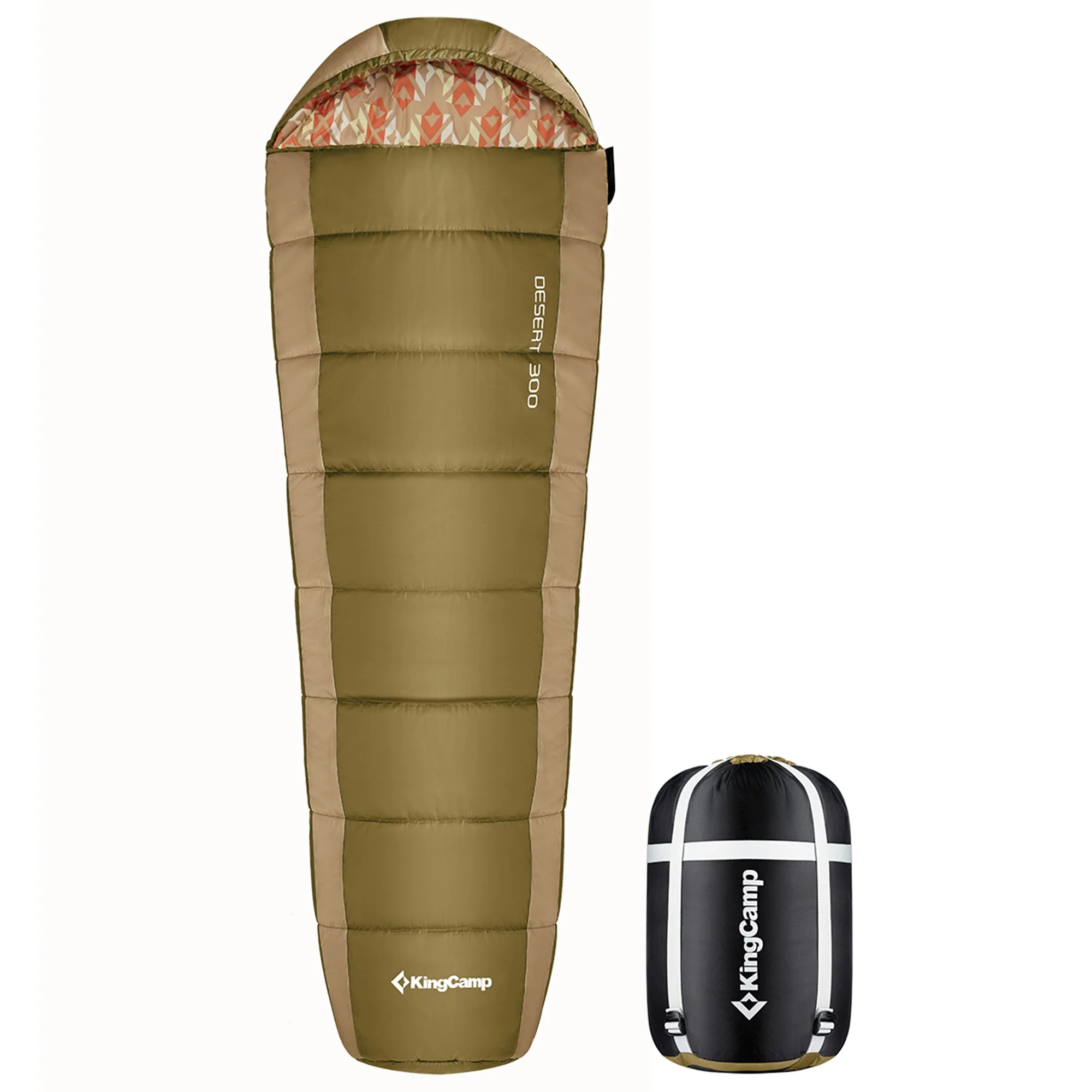 KingCamp Ultralight Warm 3 Season Sleeping Bag w/Compact Compression Sack, Olive - Image 2