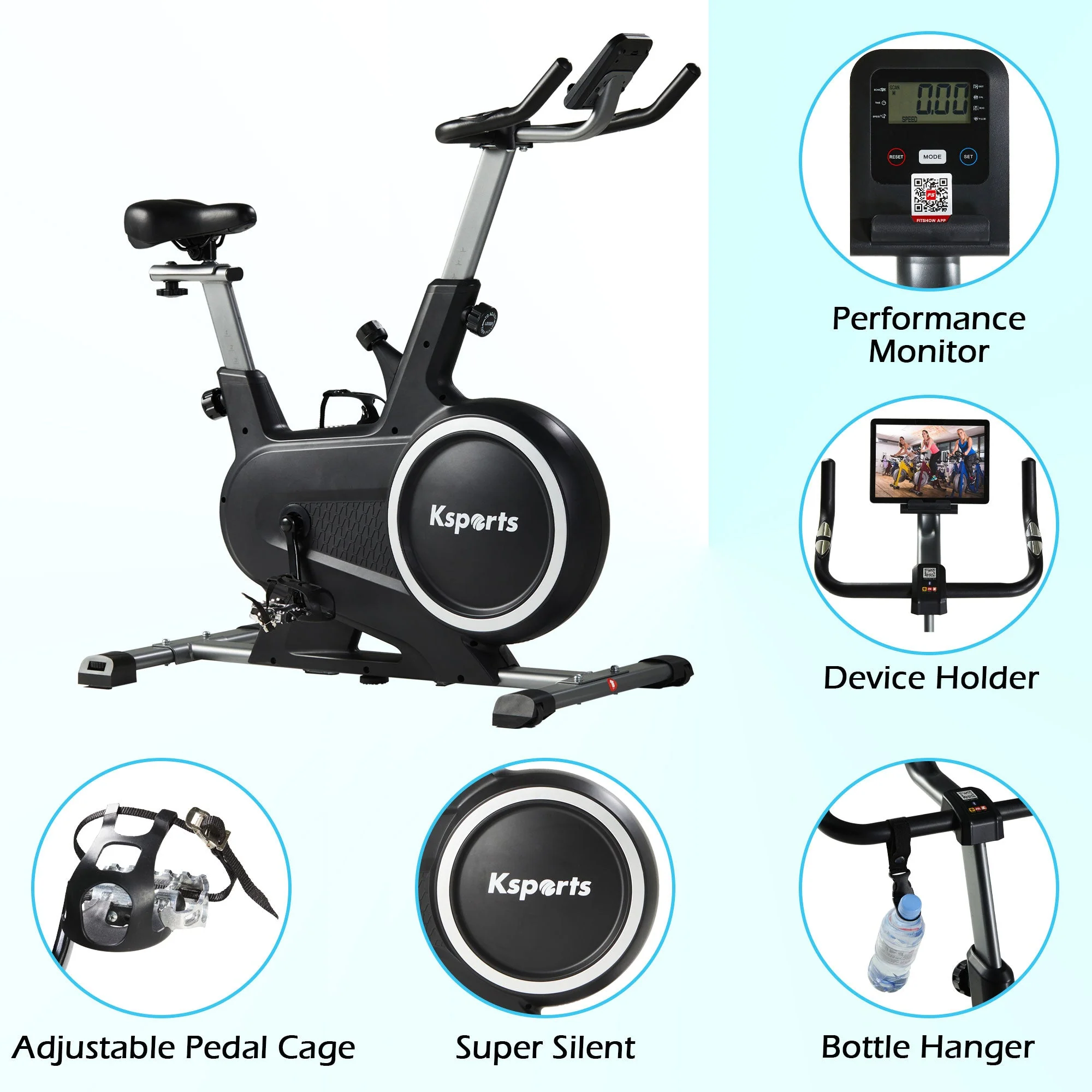 Ksports Home Magnetic Resistance Exercise Stationary Workout Bike w/ LCD Screen - Image 5