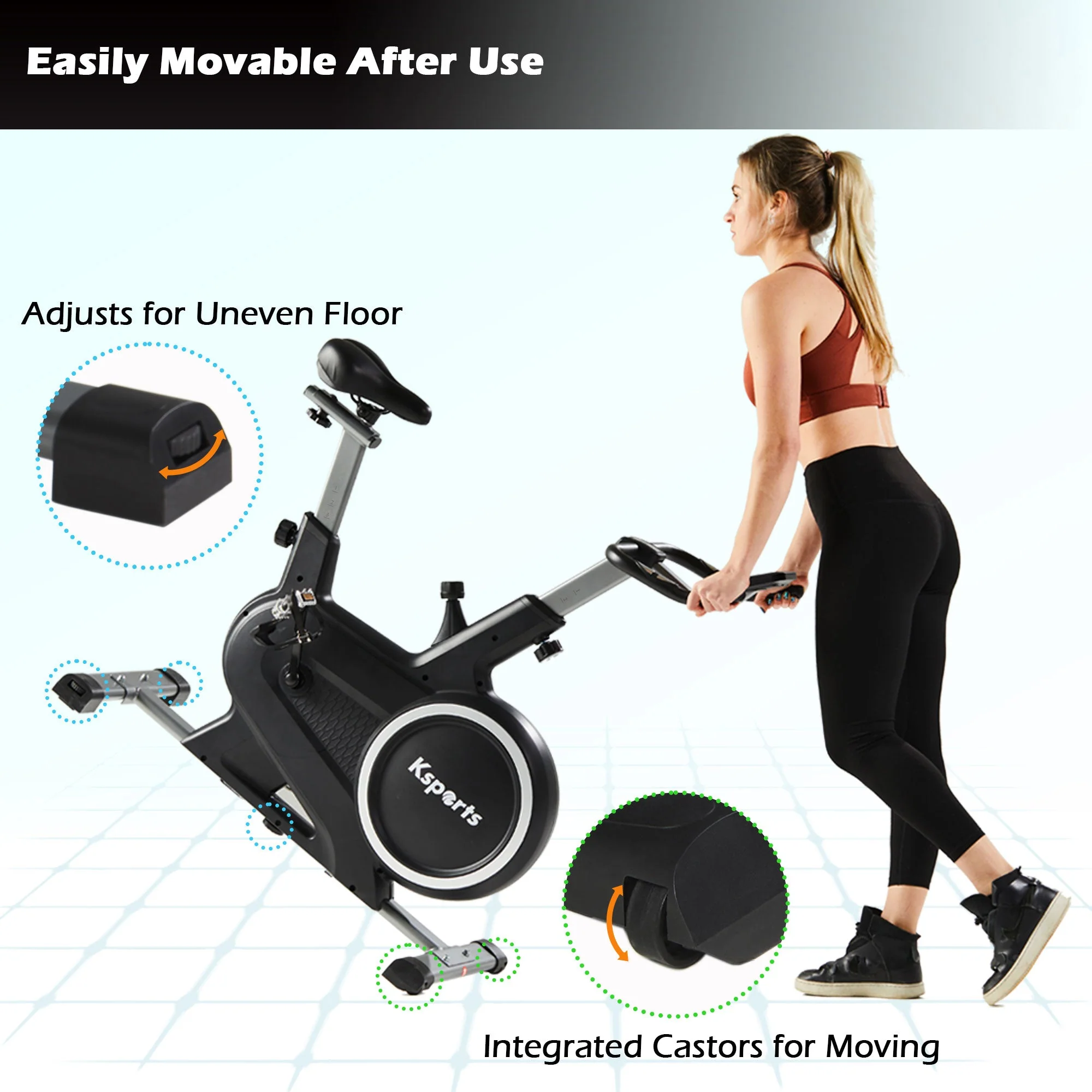 Ksports Home Magnetic Resistance Exercise Stationary Workout Bike w/ LCD Screen - Image 8