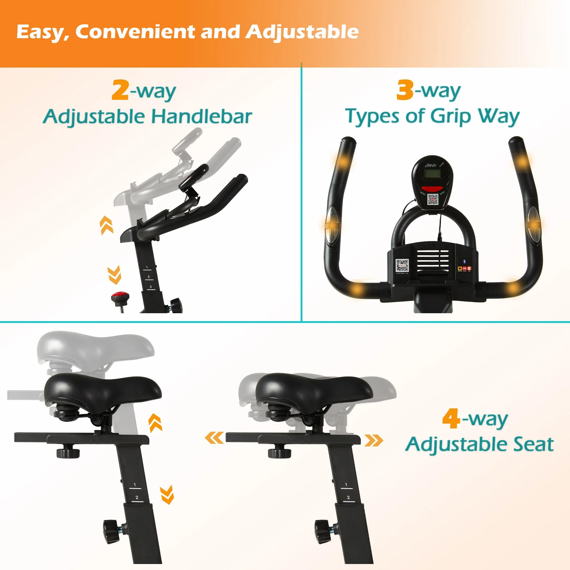 Ksports Home Wool Felt Resistance Exercise Stationary Workout Bike w/LCD Screen - Image 4