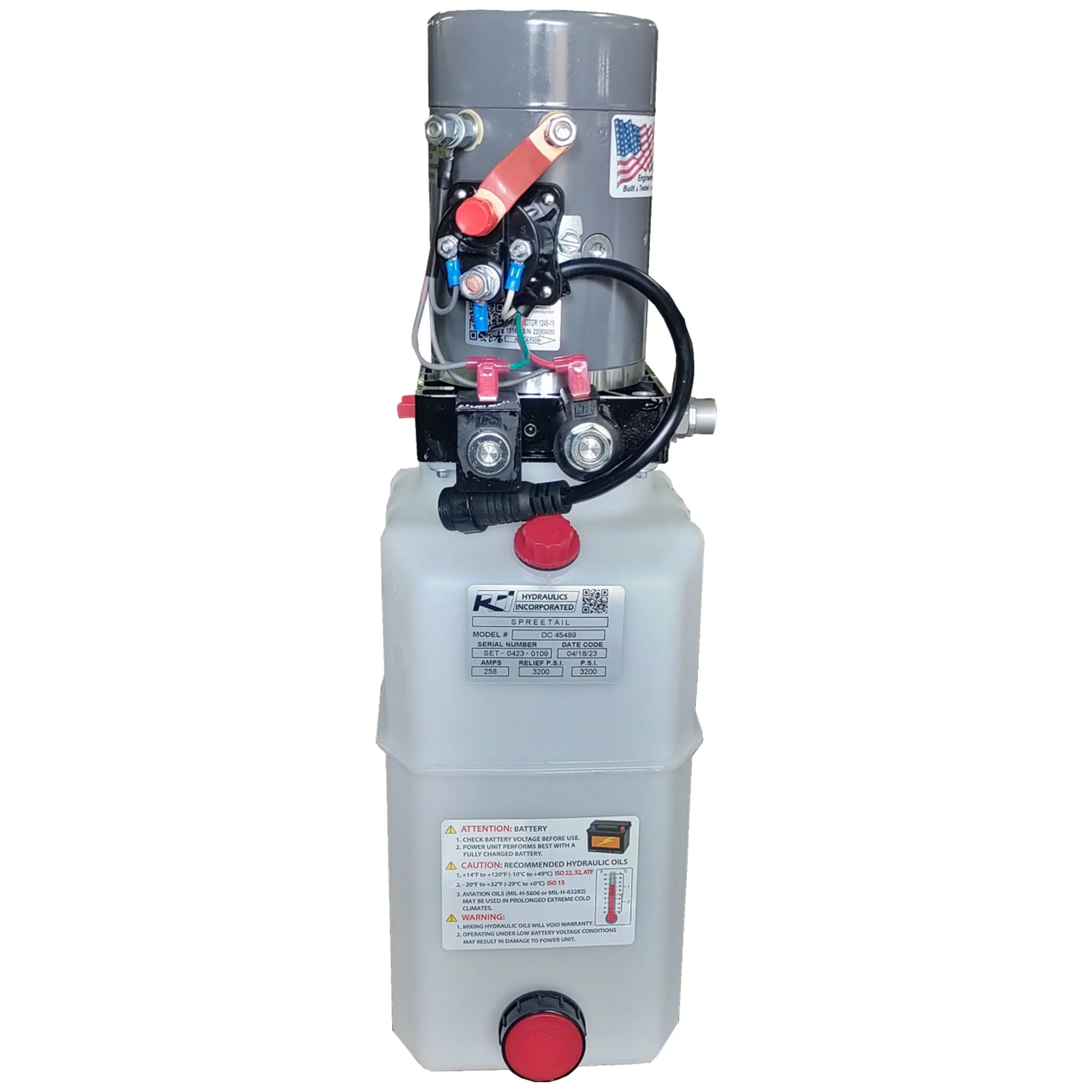 KTI Hydraulics12 VDC HPU Single Double Acting Power Up/Down/Gravity Down, 8 Qt - Image 2