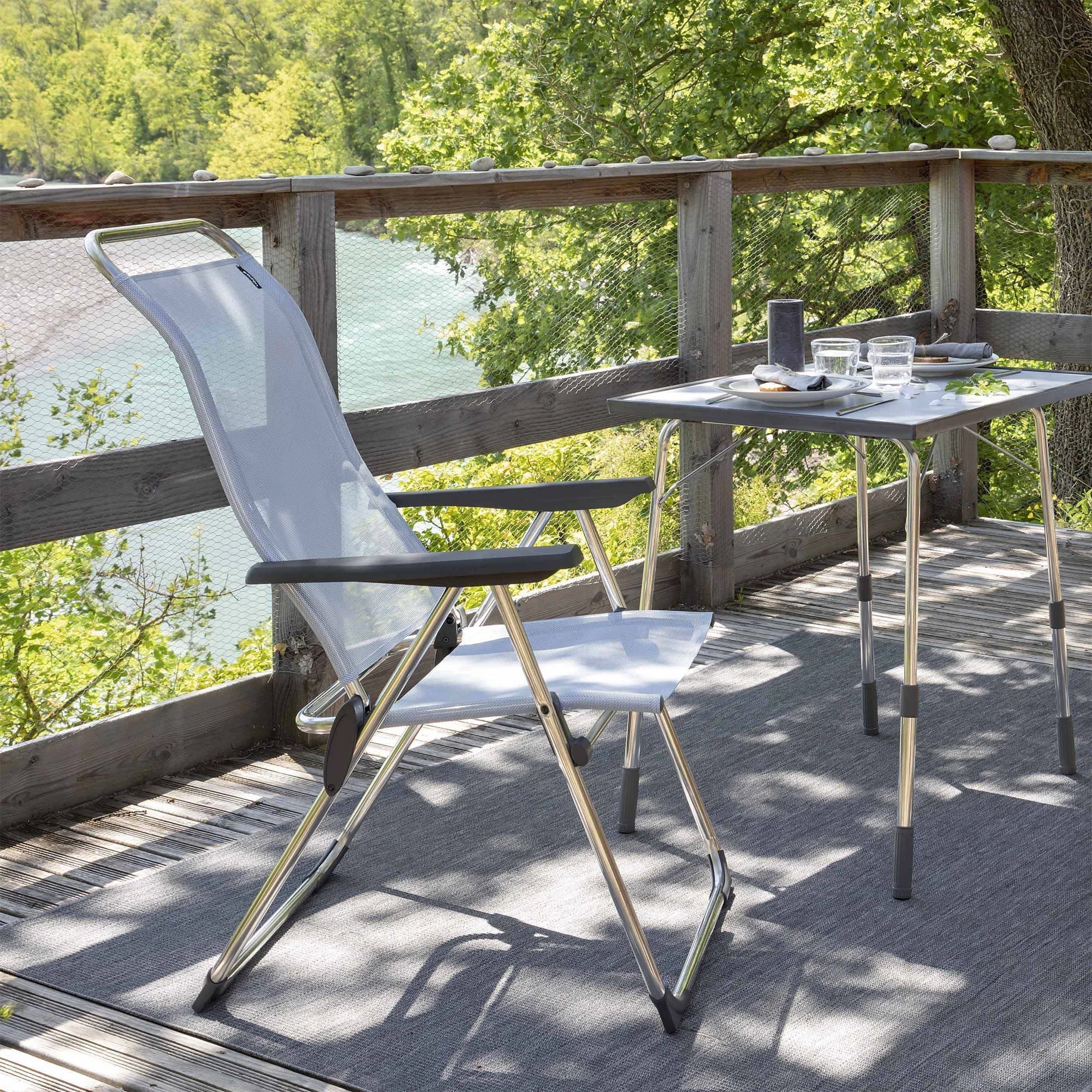 Lafuma Alu Cham Adjustable 5 Seating Position Folding Armchair, Ciel Sky Blue - Image 7
