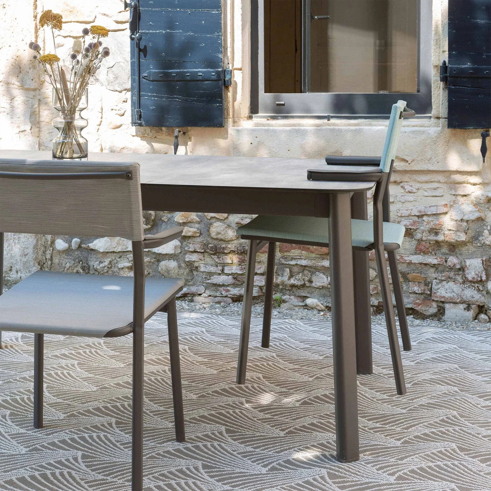 Lafuma Batyline Duo ORON Durable Outdoor Dining Armchair, Sand/Pebble (Set of 2) - Image 8