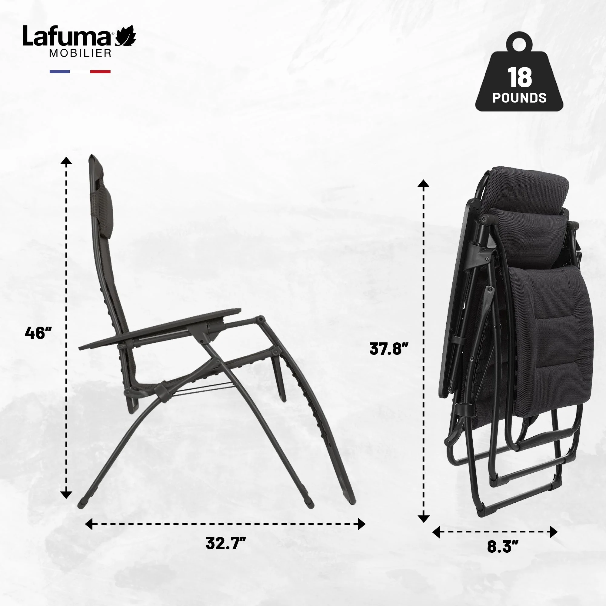 Lafuma Futura Air Comfort Zero Gravity Indoor Outdoor Recliner Chair, Acier - Image 3