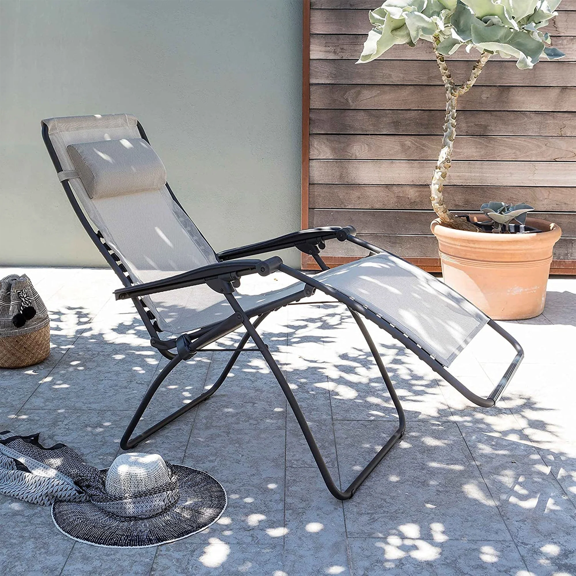 Lafuma R-Clip Batyline Iso Relaxation Zero Gravity Lounge Recliner Chair, Seigle - Image 4