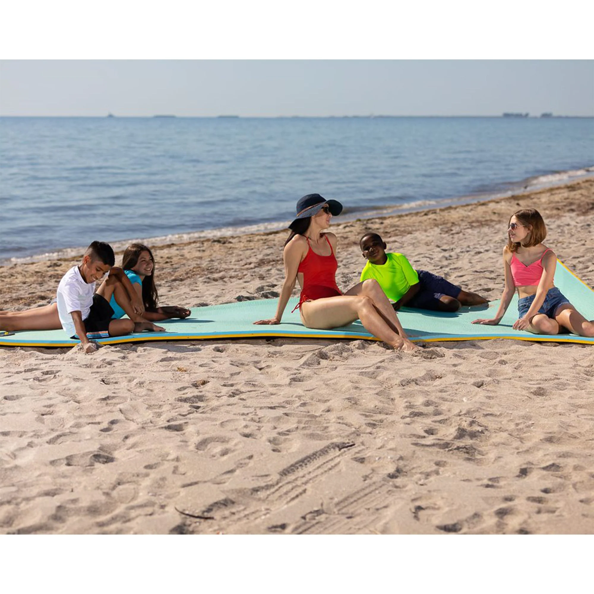 Lagoon Lounge 5 x 12 Foot Family Lake or Pool Water Floating Lounge Mat, Teal - Image 8