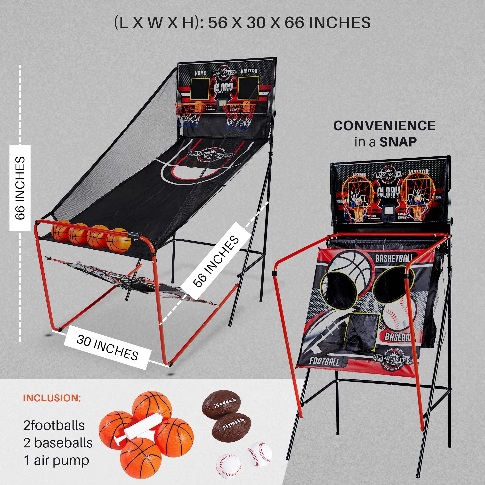 Lancaster 2 Player Electronic Arcade 3 in 1 Basketball, Football, Baseball Game - Image 3