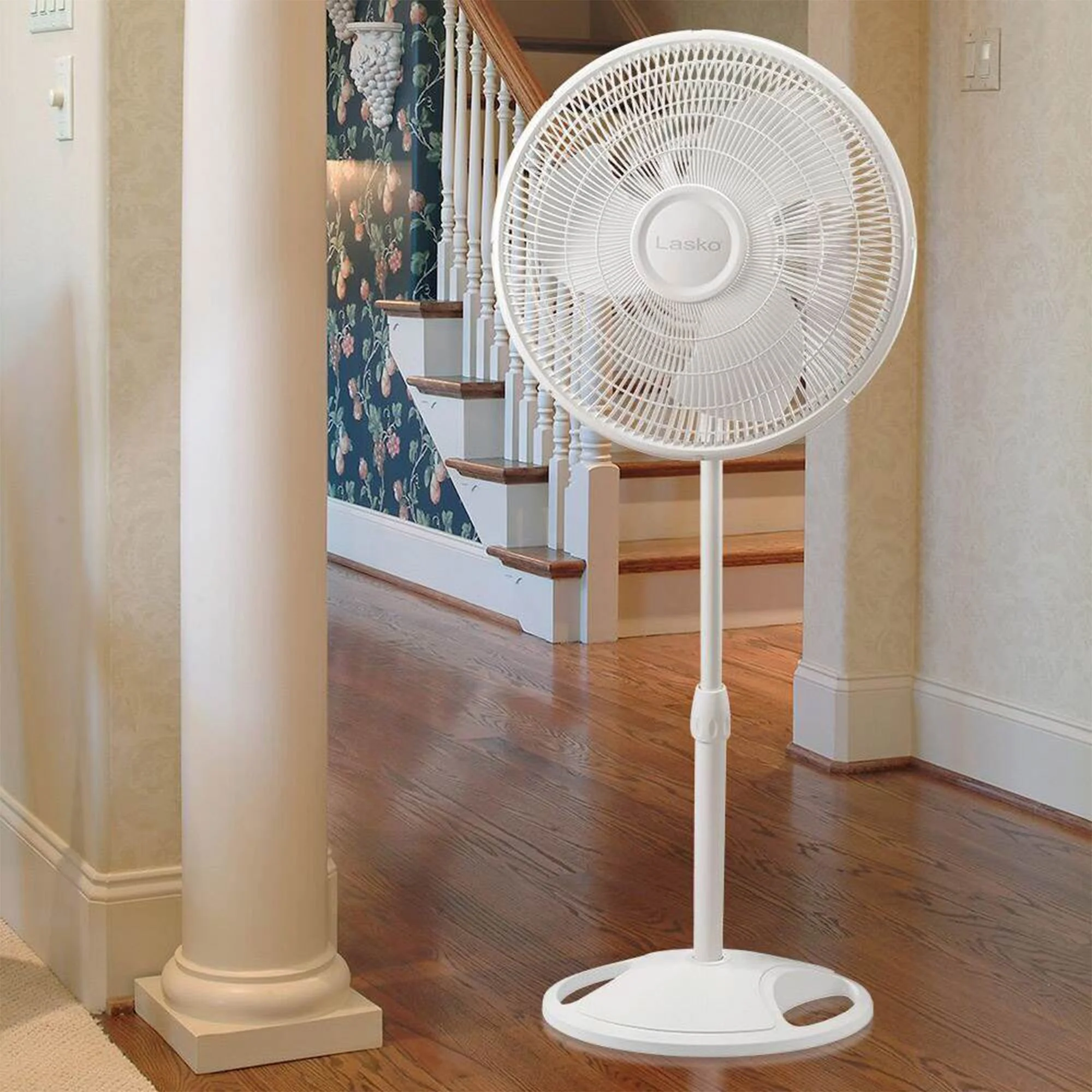 Lasko 16 Inch Oscillating Adjustable Tilting Pedestal Stand Fan, White (2 Pack) - Image 5