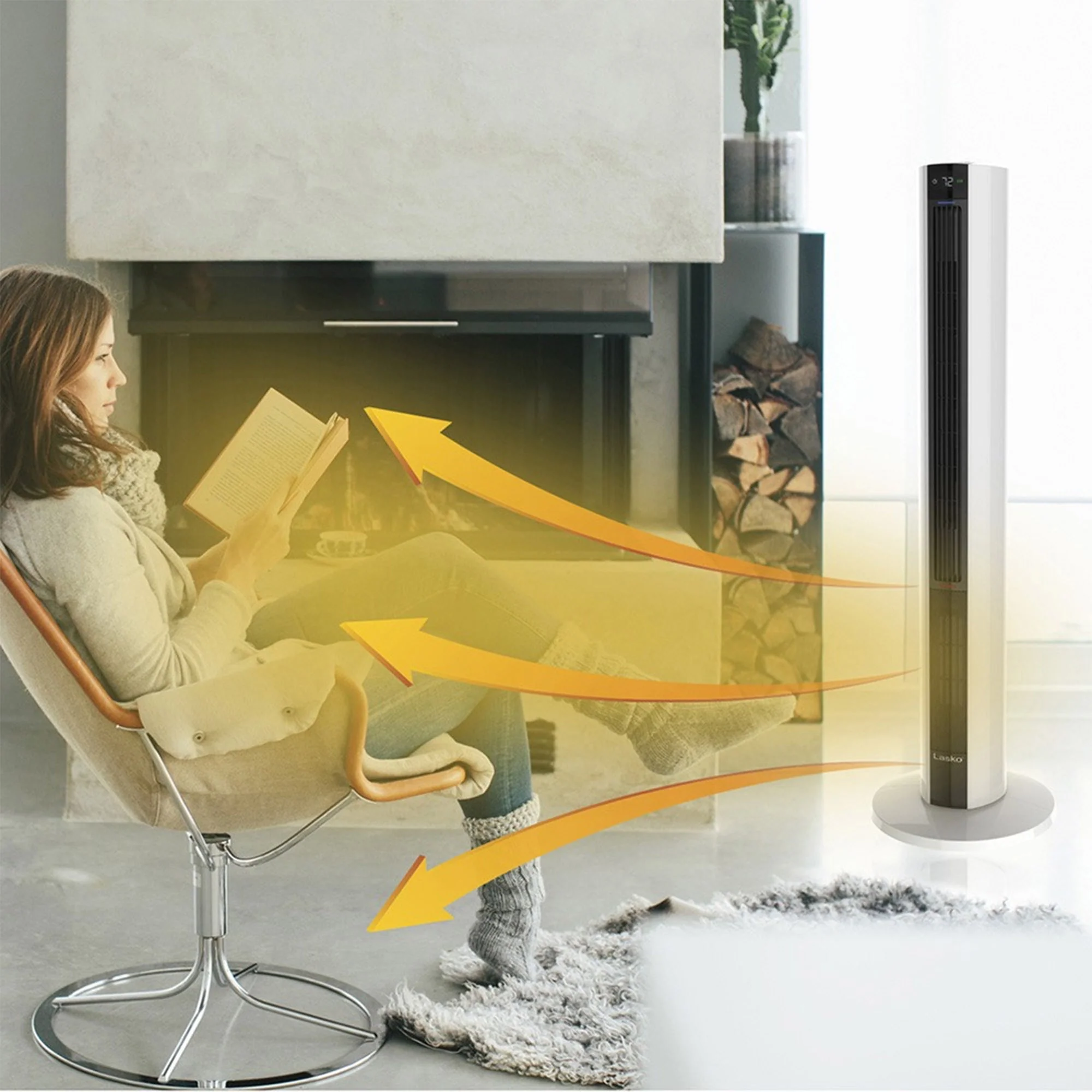 Lasko LKO-FH500 All Season Comfort Remote Control Tower Fan & Heater, White - Image 4