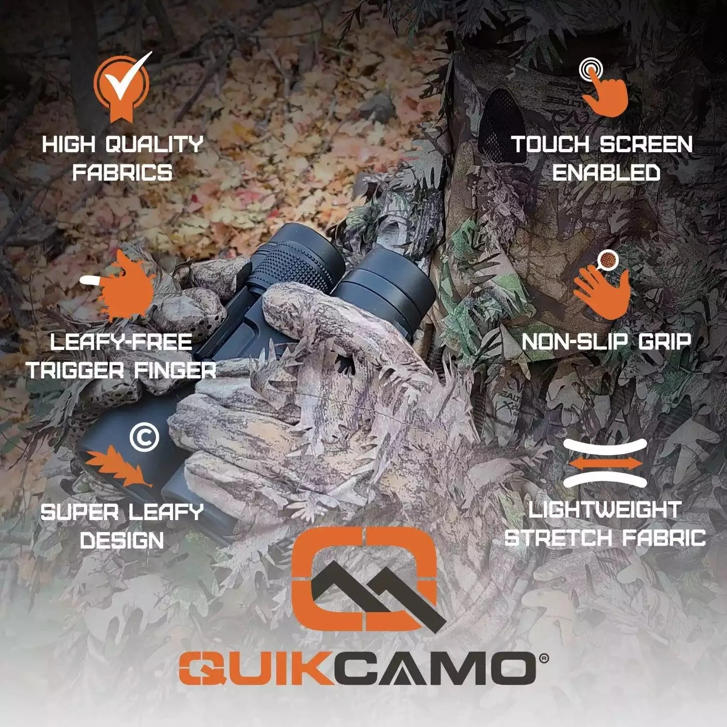 Leafy Camo Gloves in Mossy Oak and Realtree - Fingerless or Touchscreen Tips - Image 39
