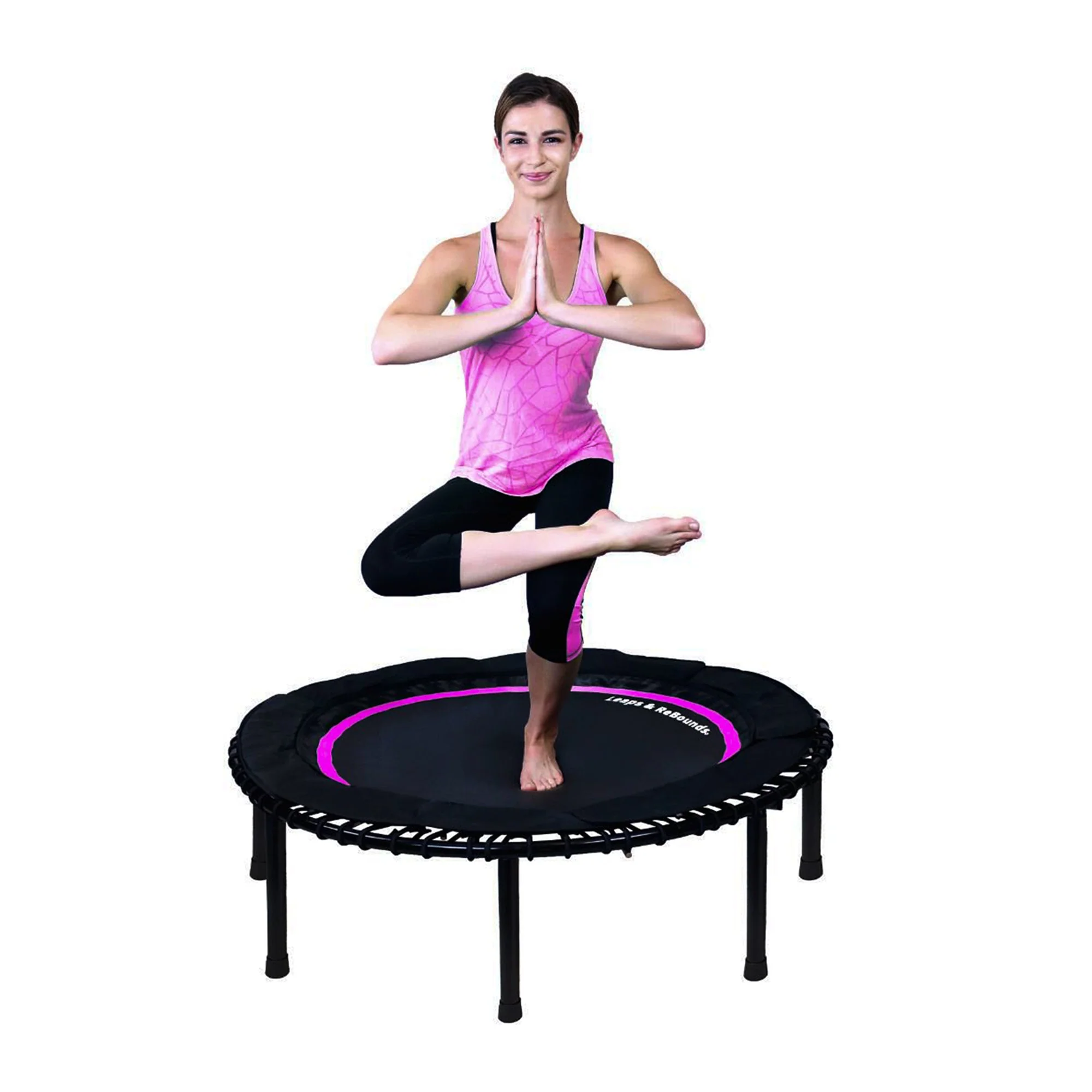 LEAPS & REBOUNDS 40" Mini Fitness Trampoline & Rebounder Gym Equipment, Pink - Image 7