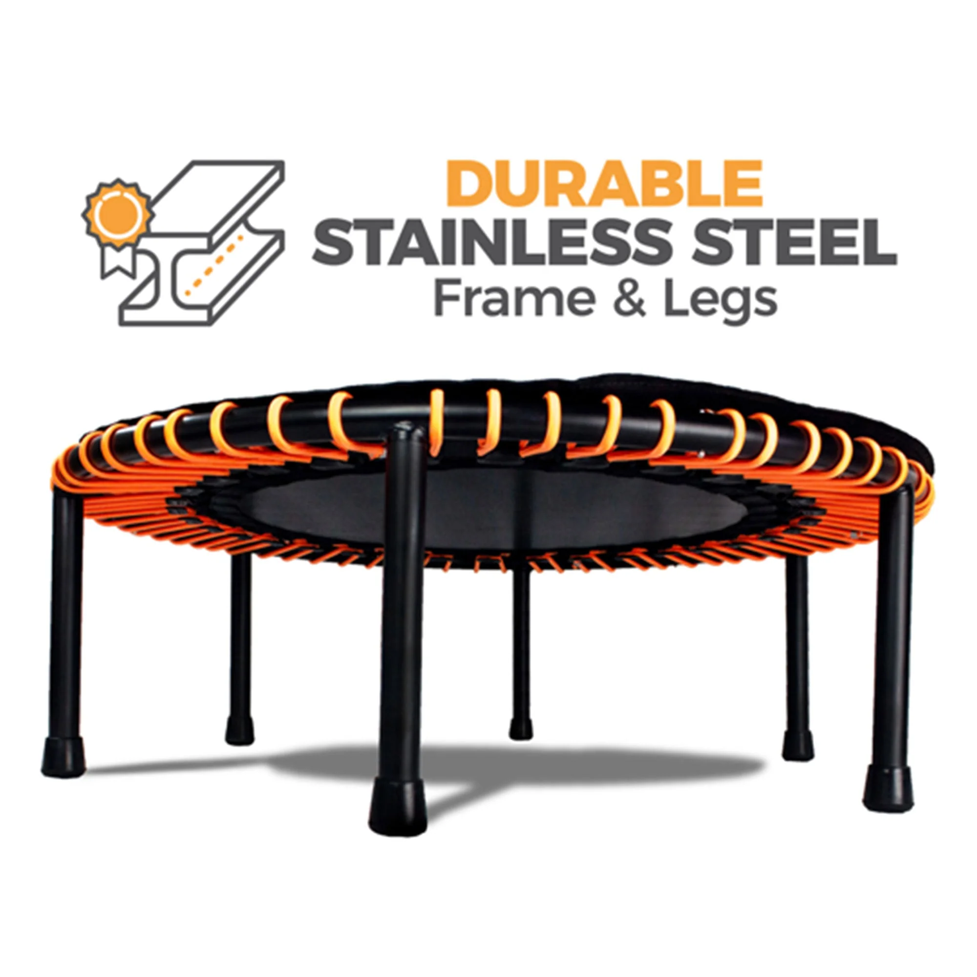 LEAPS & REBOUNDS 48" Adjustable Stability Bar w/ 48" Fitness Trampoline, Orange - Image 10