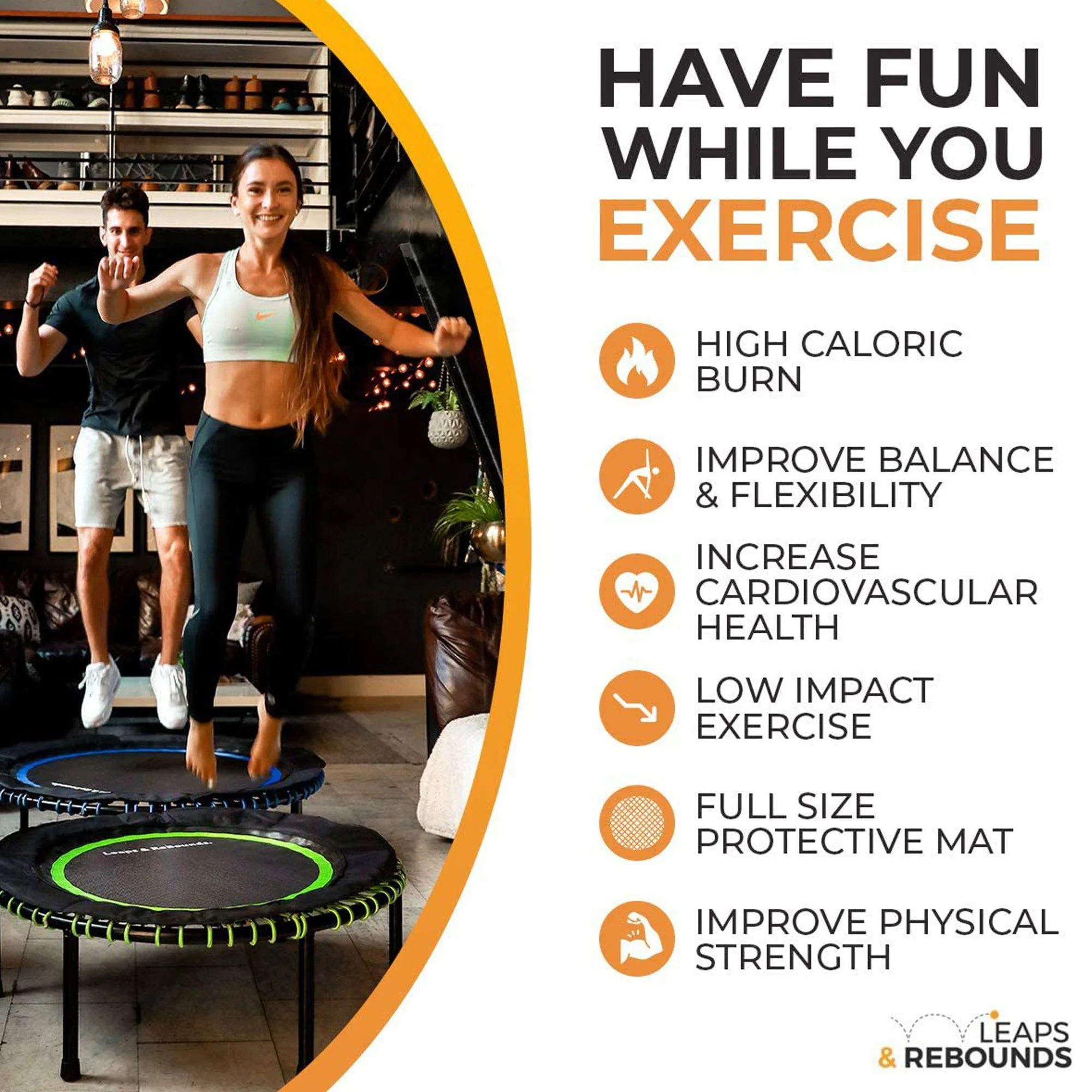 LEAPS & REBOUNDS 48" Mini Fitness Trampoline & Rebounder Gym Equipment, Pink - Image 5