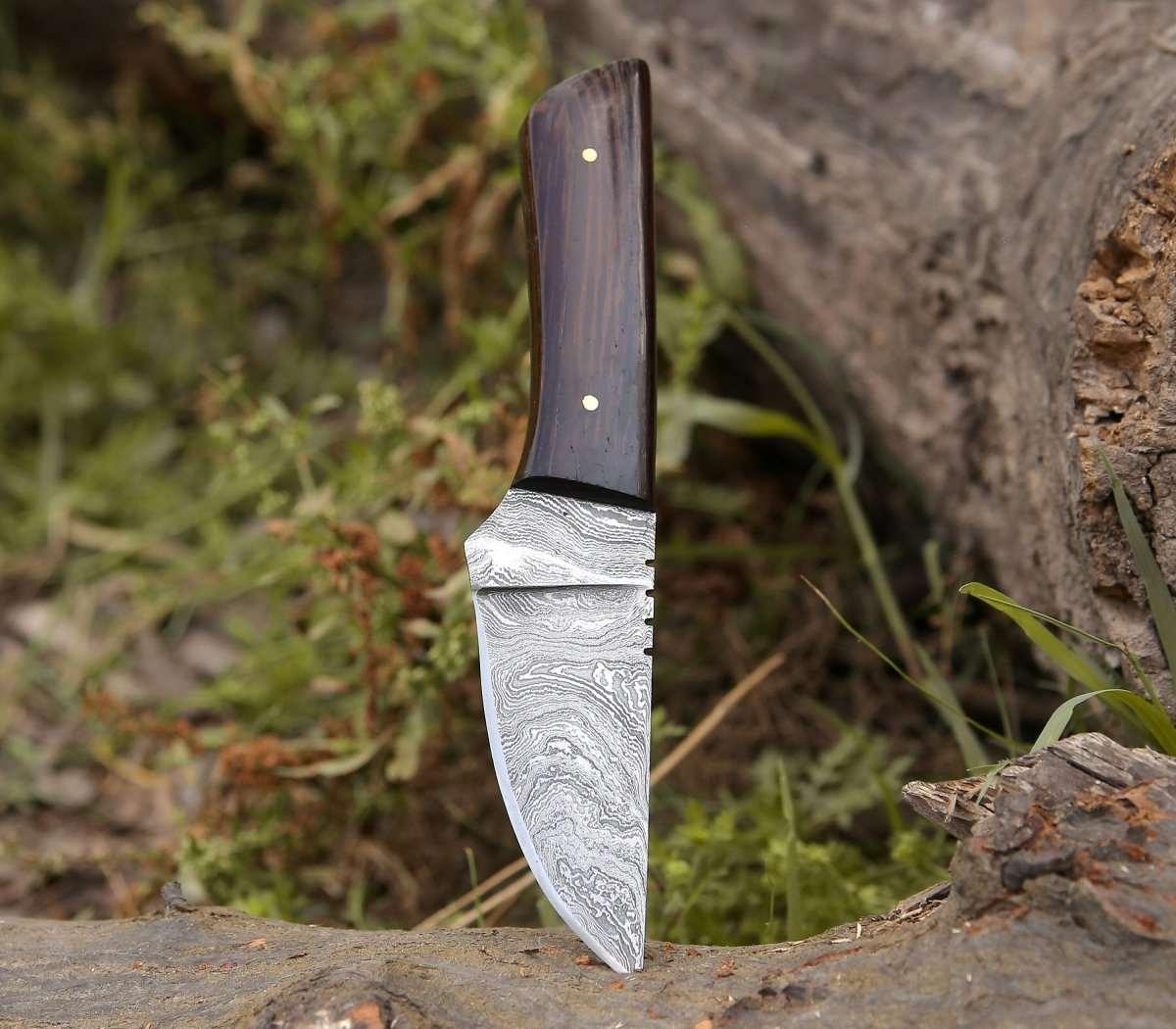 Legacy Damascus Skinning Knife with Wenge Wood Handle - Image 5