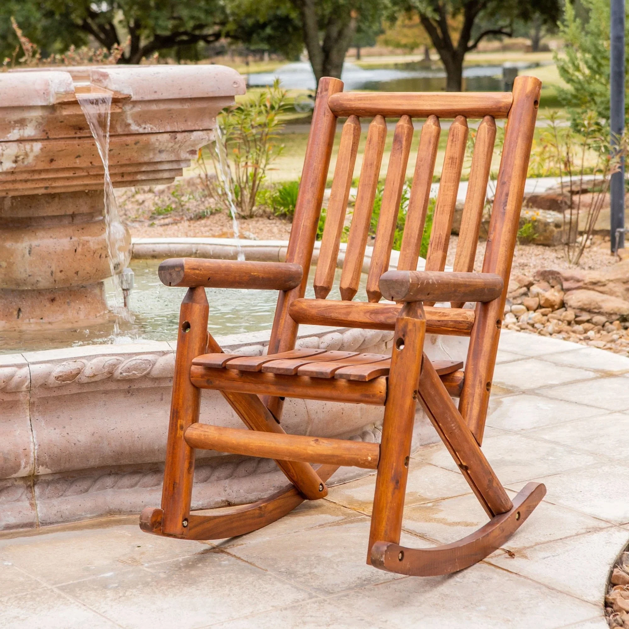 Leigh Country Porch Rocking Chair with Z Frame Design and Contoured Seating - Image 5