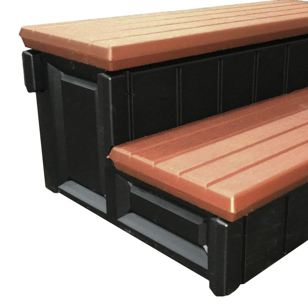 Leisure Accents 36" Deck Spa Hot Tub Storage Compartment Steps, Redwood (2 Pack) - Image 2