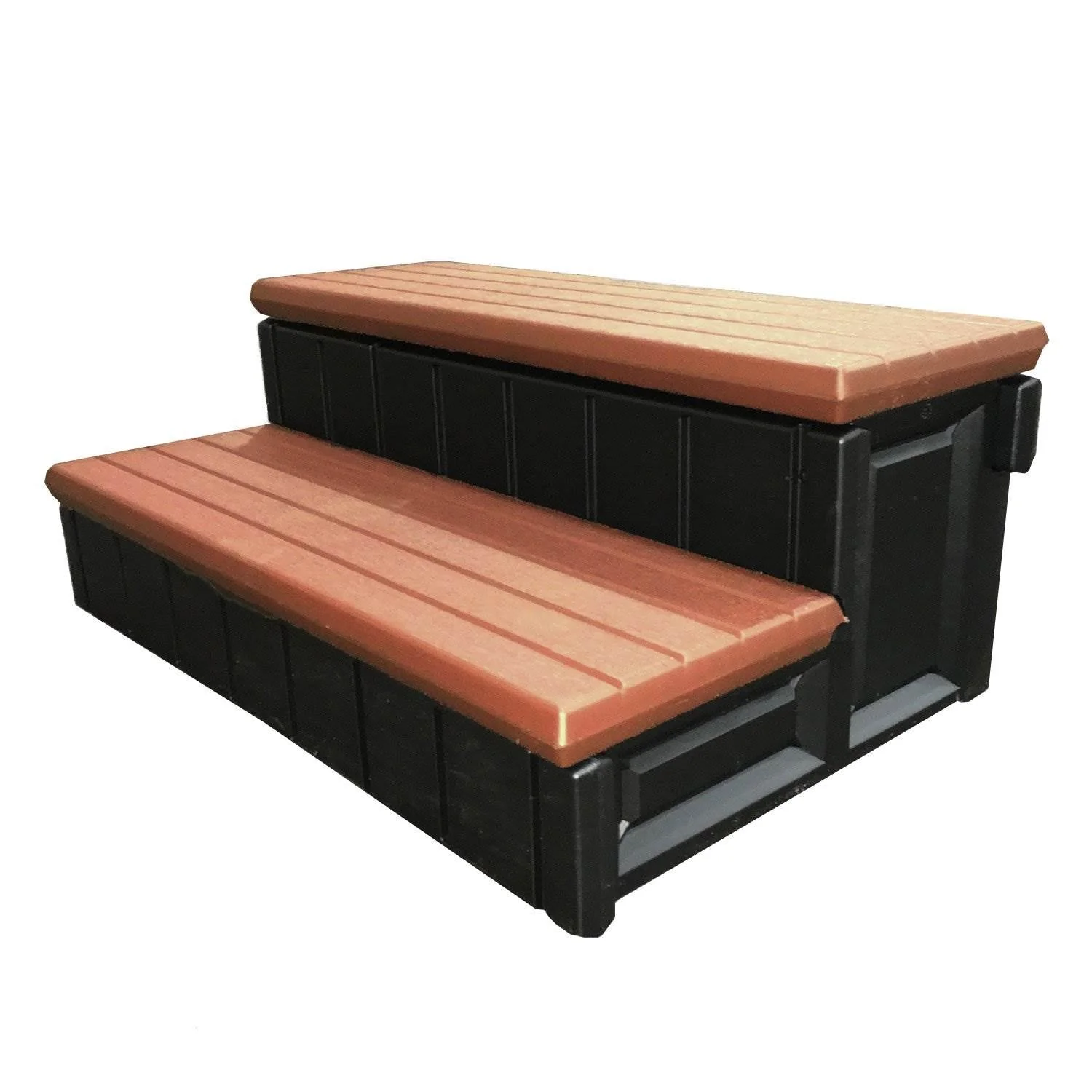 Leisure Accents 36" Deck Spa Hot Tub Storage Compartment Steps, Redwood (2 Pack) - Image 4