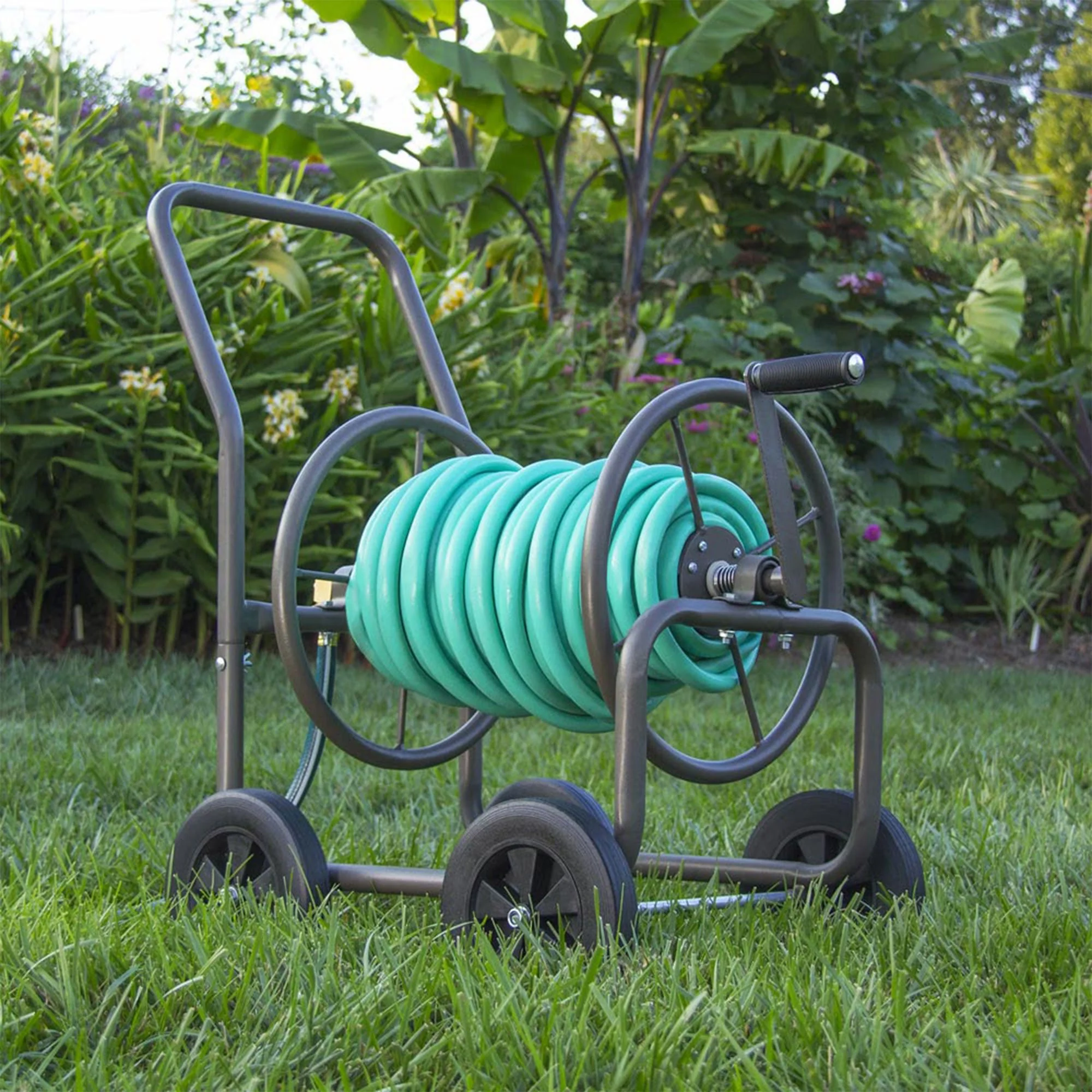 Liberty Garden 890 4 Wheel 200 Foot Lightweight Steel Frame Water Hose Reel Cart - Image 5