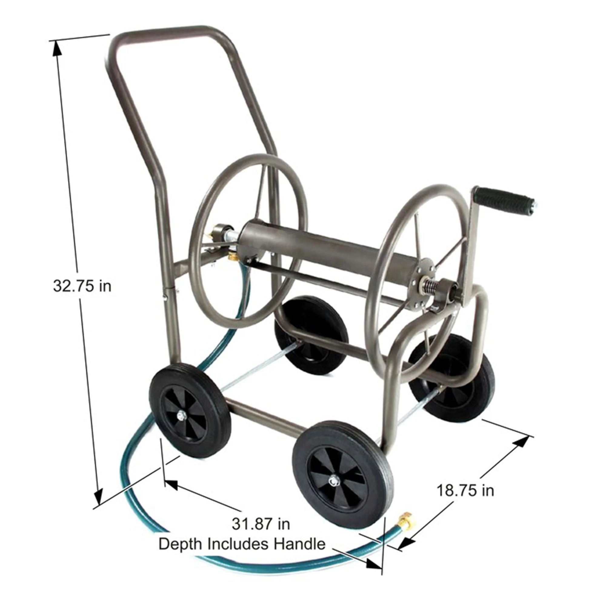 Liberty Garden 890 4 Wheel 200 Foot Lightweight Steel Frame Water Hose Reel Cart - Image 6