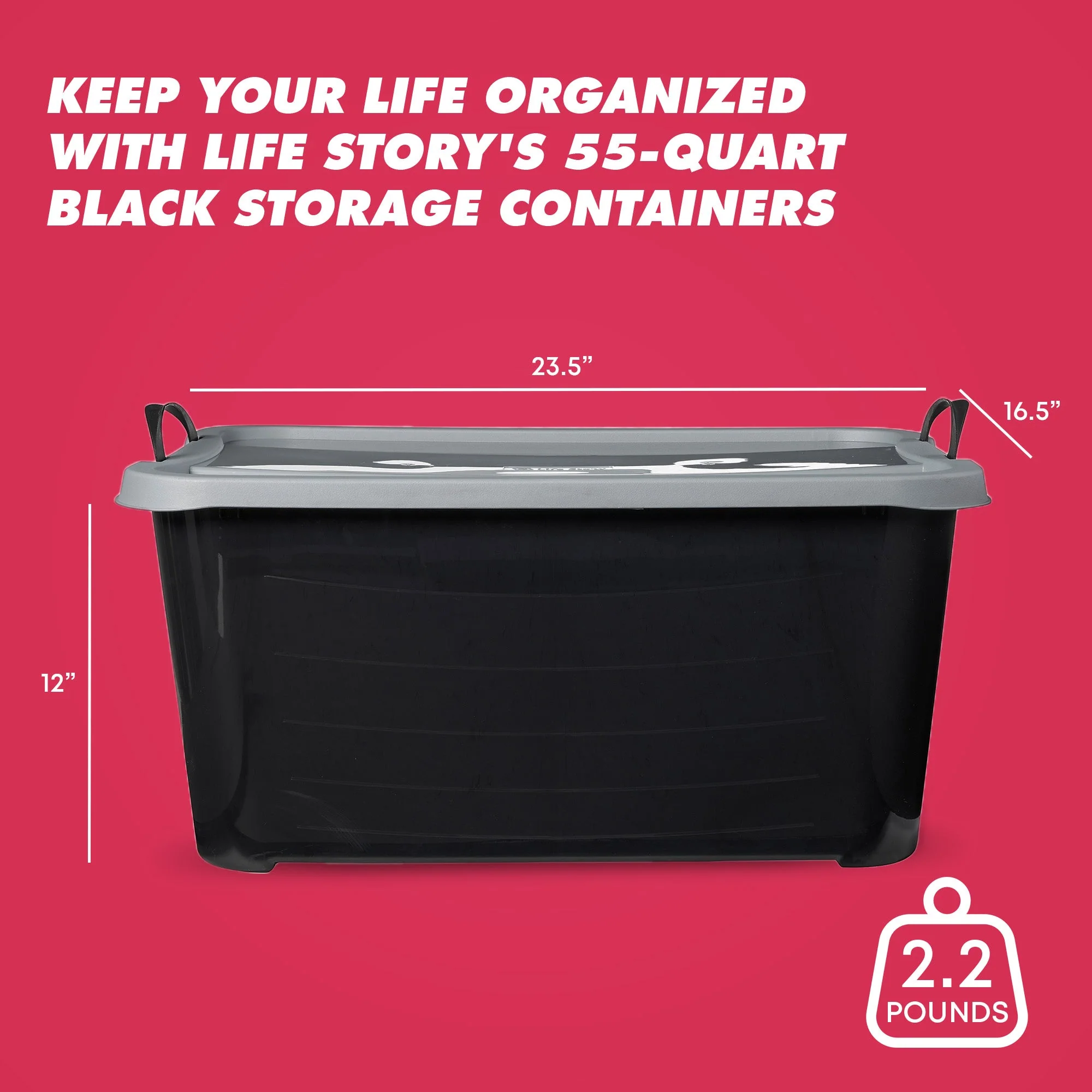Life Story 55 Quart Stackable Storage Bin, Heavy Duty Lidded Container, 6 Pack - Image 3