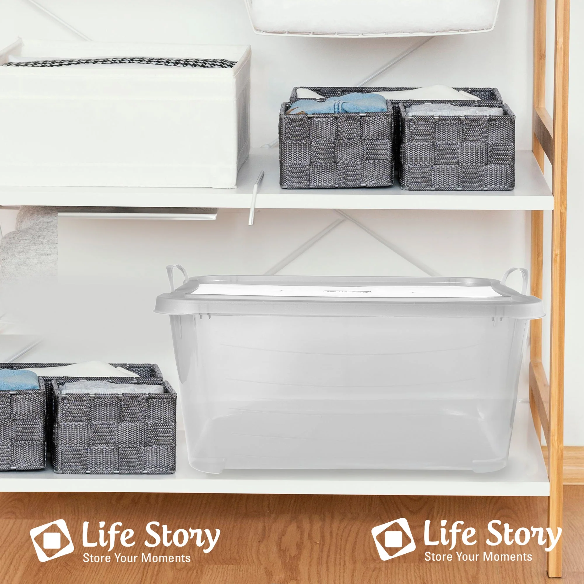 Life Story 55 Quart Stackable Storage Bin, Light Duty Container, Clear, 18 Pack - Image 5