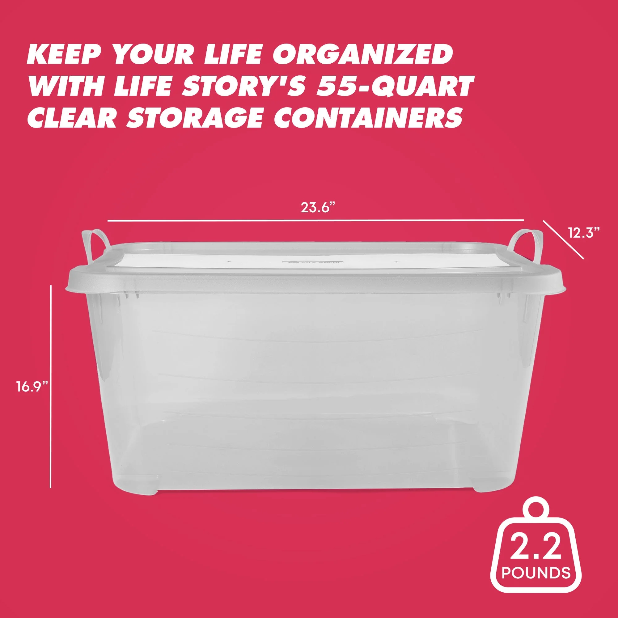 Life Story 55 Quart Stackable Storage Bin, Light Duty Container, Clear, 24 Pack - Image 3