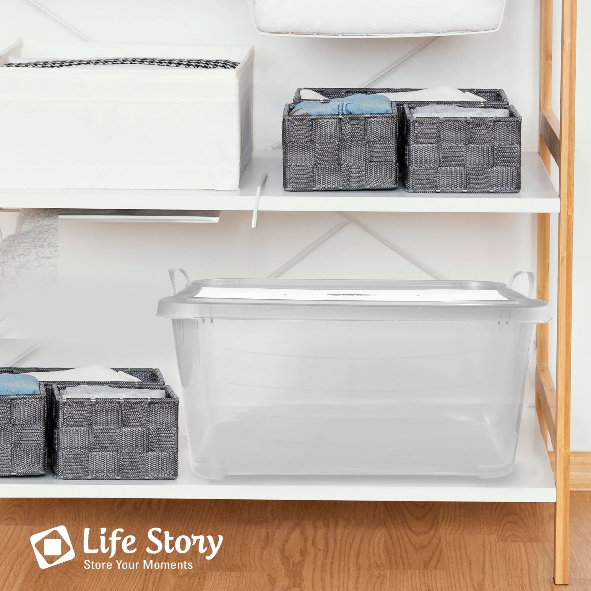 Life Story 55 Quart Stackable Storage Bin, Light Duty Container, Clear, 24 Pack - Image 5