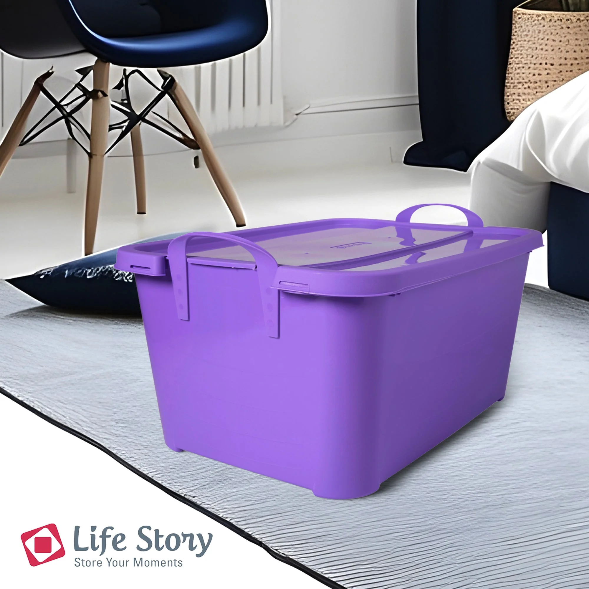 Life Story 55 Quart Stackable Storage Bin, Light Duty Container, Purple, 6 Pack - Image 6
