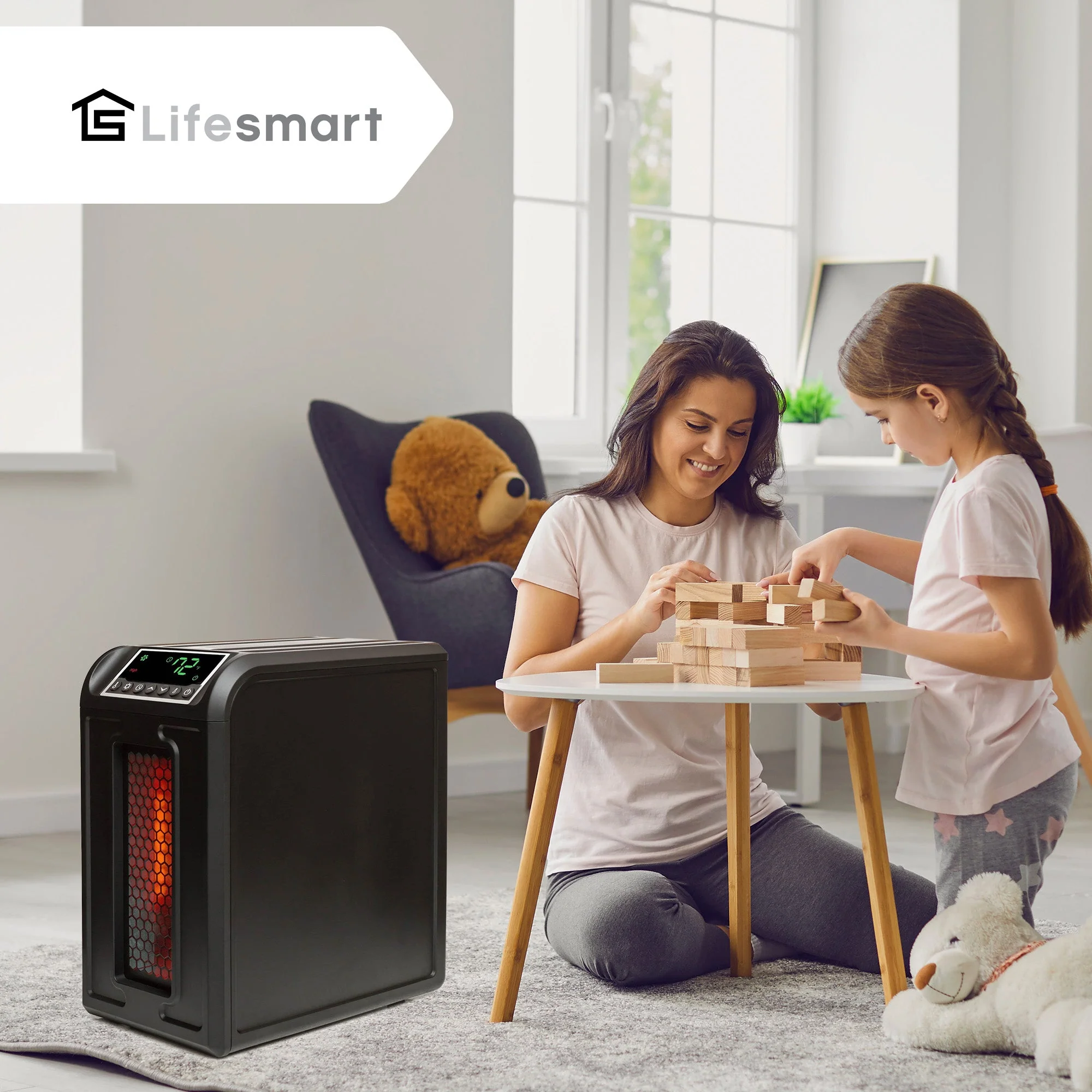 LifeSmart 3 Element 1500W Quartz Infrared Electric Portable Room Space Heater - Image 4