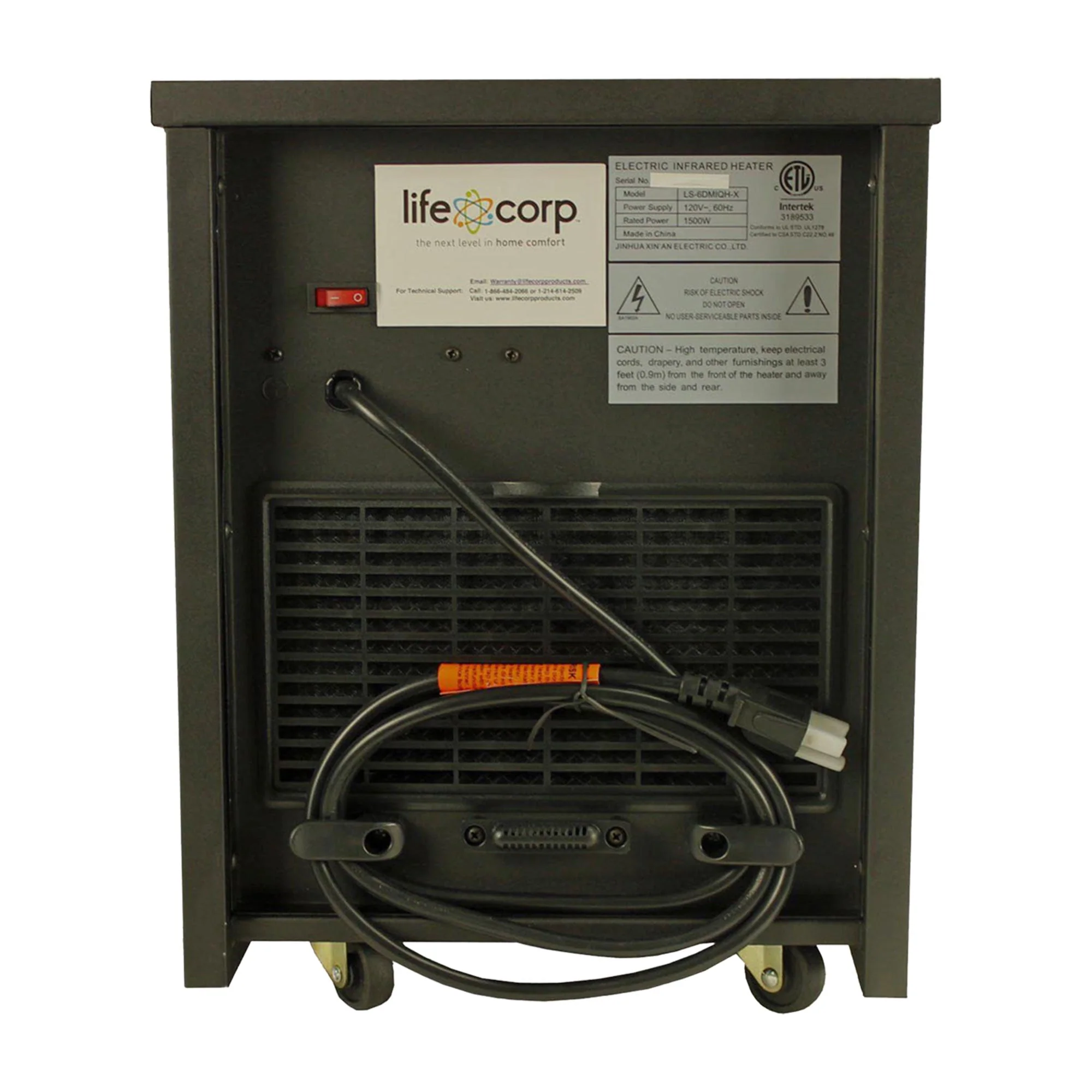 LifeSmart 6 Element 1500W Portable Electric Infrared Space Heater, Black (2 Pk) - Image 5