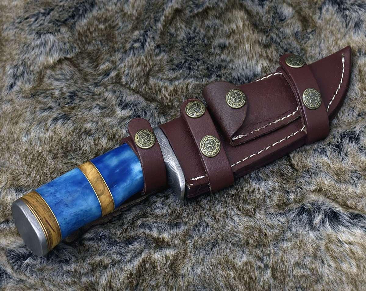 Lightbane Damascus Hunting Knife with Bone & Olive Wood Handle - Image 10