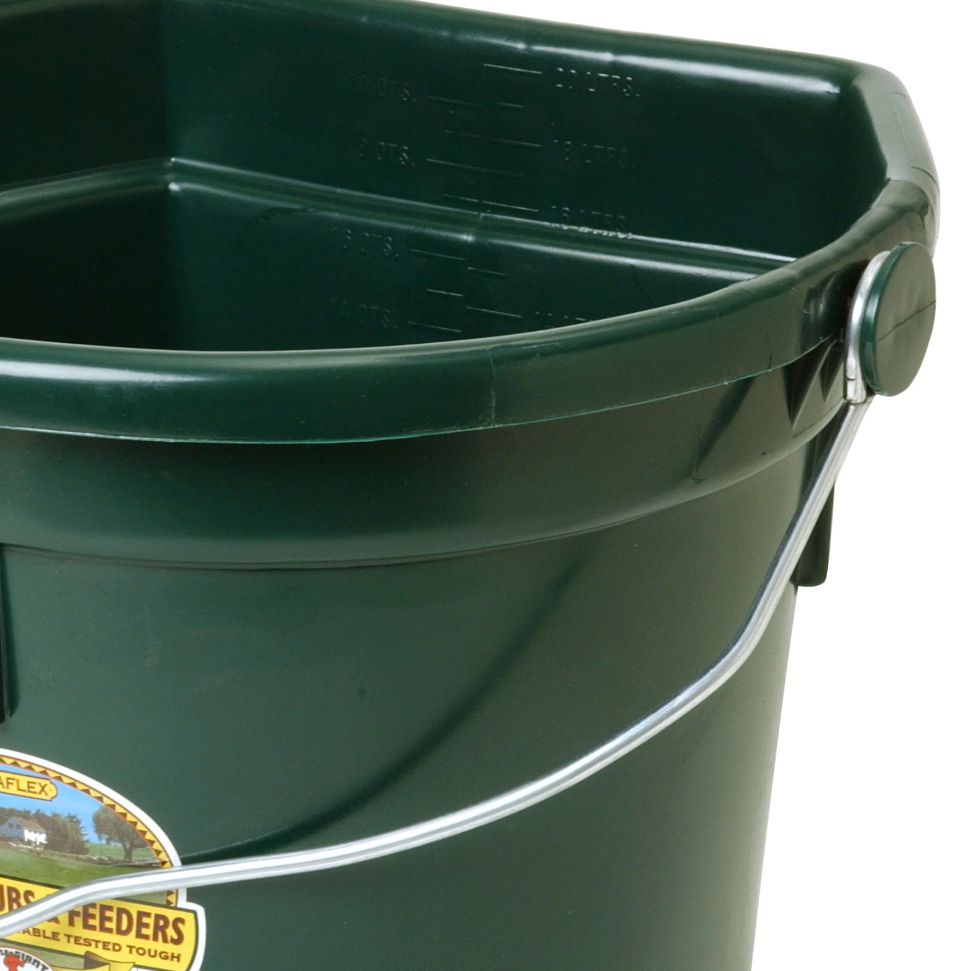 Little Giant 22 Quart Flat Plastic Animal Feed Bucket with Knob Bail, Green - Image 8