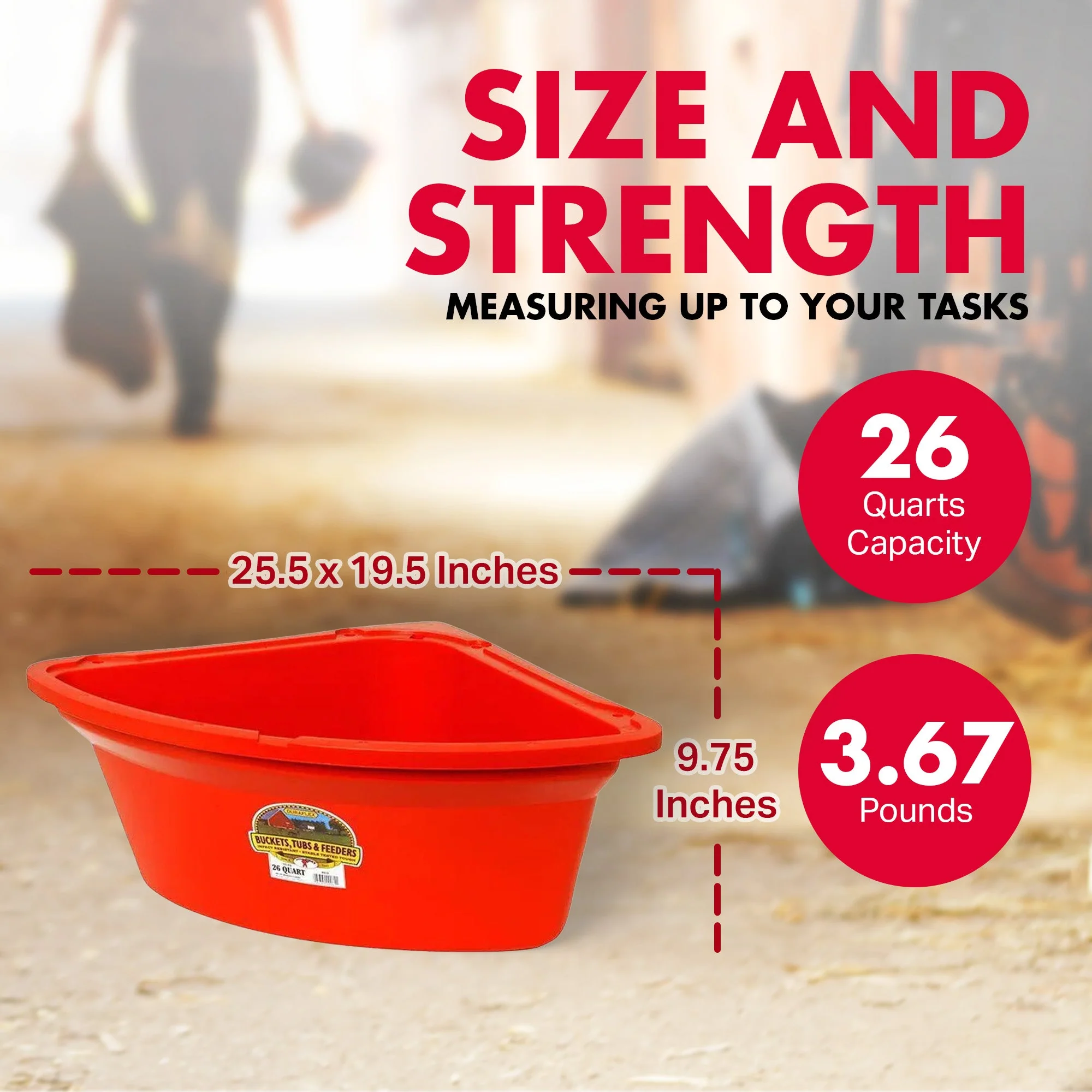 Little Giant 26 Quart Plastic Hanging Corner Livestock Animal Feeder Bucket, Red - Image 3