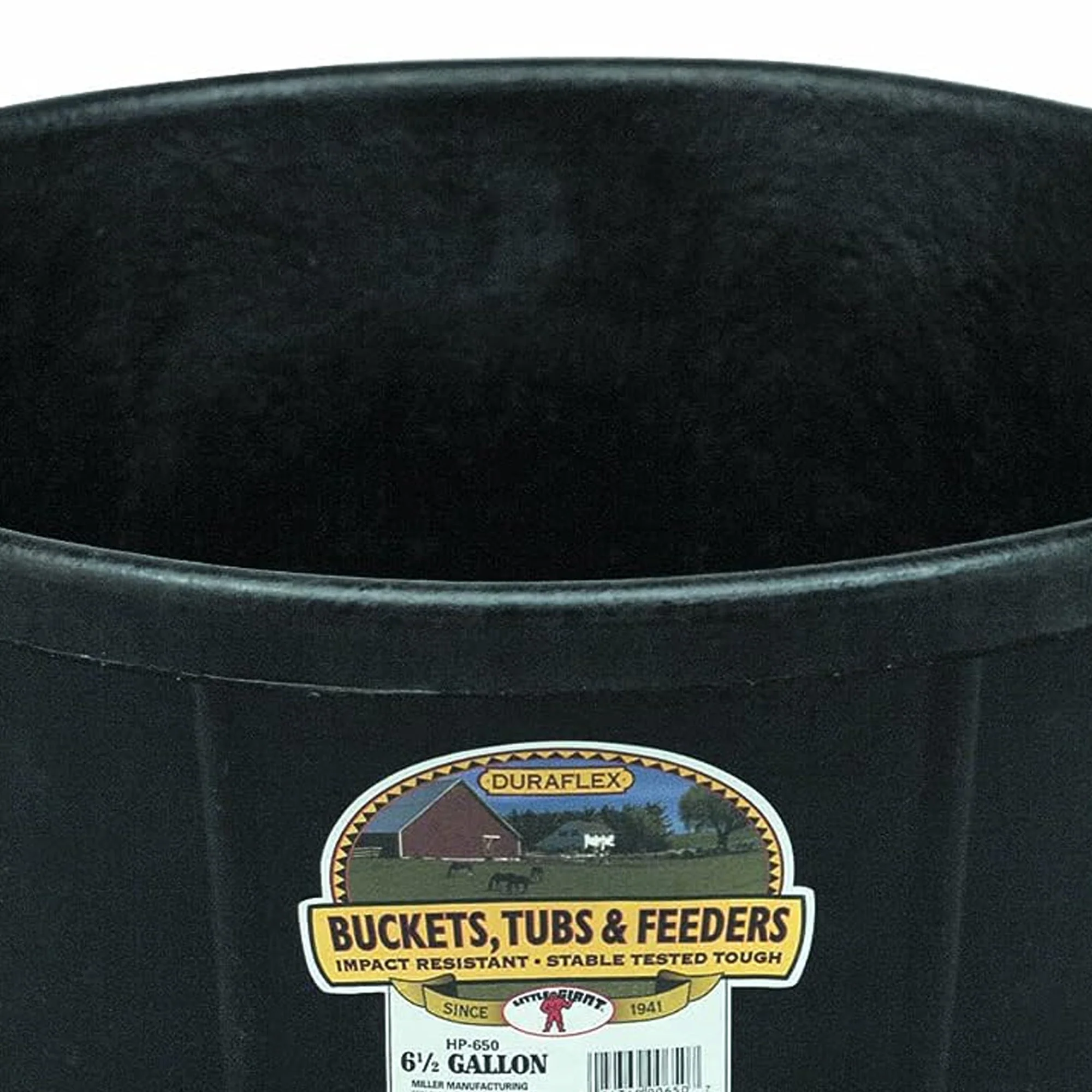 Little Giant Durable Weatherproof 6.5 Gallon Rubber Tub Feeder Pan Bowl, Black - Image 2