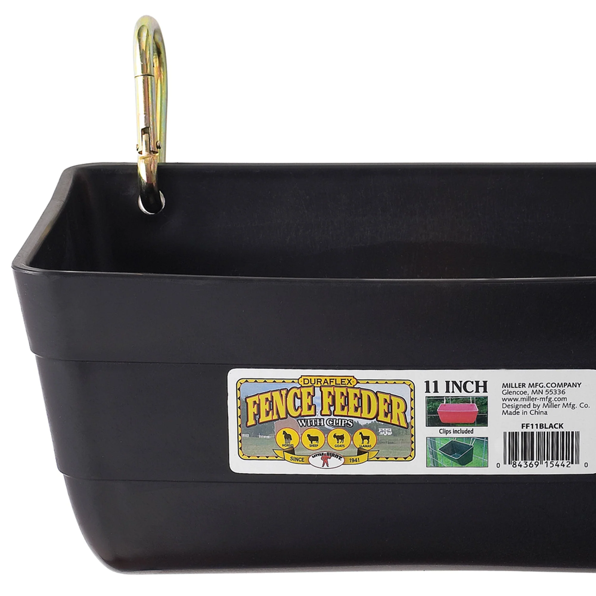 Little Giant FF11RED 4.5 Quart Heavy Duty Feed Trough Bucket Fence Feeder, Black - Image 2