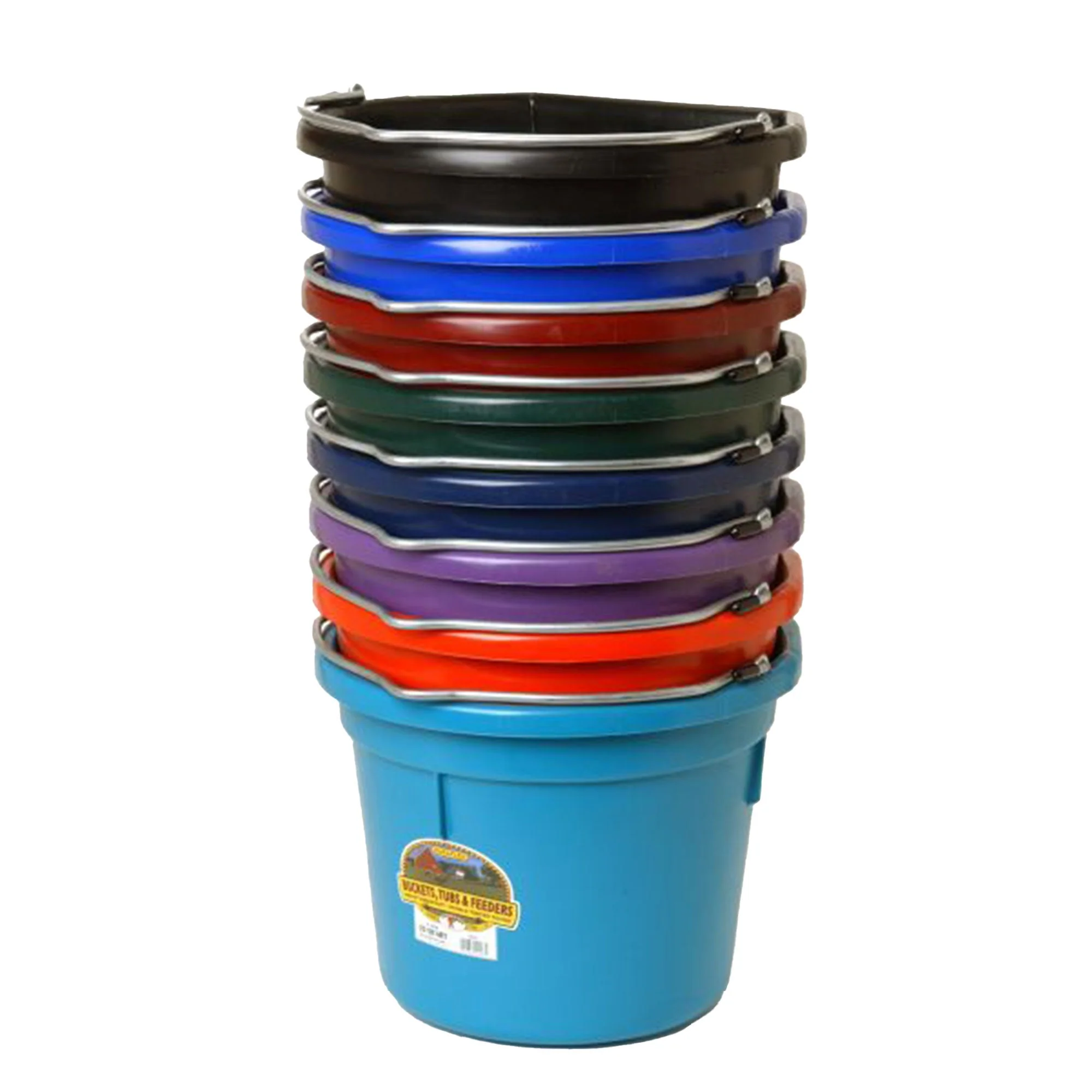 Little Giant Heavy Duty 22 Quart Flat Back Plastic Bucket w/ Metal Handle, Red - Image 3